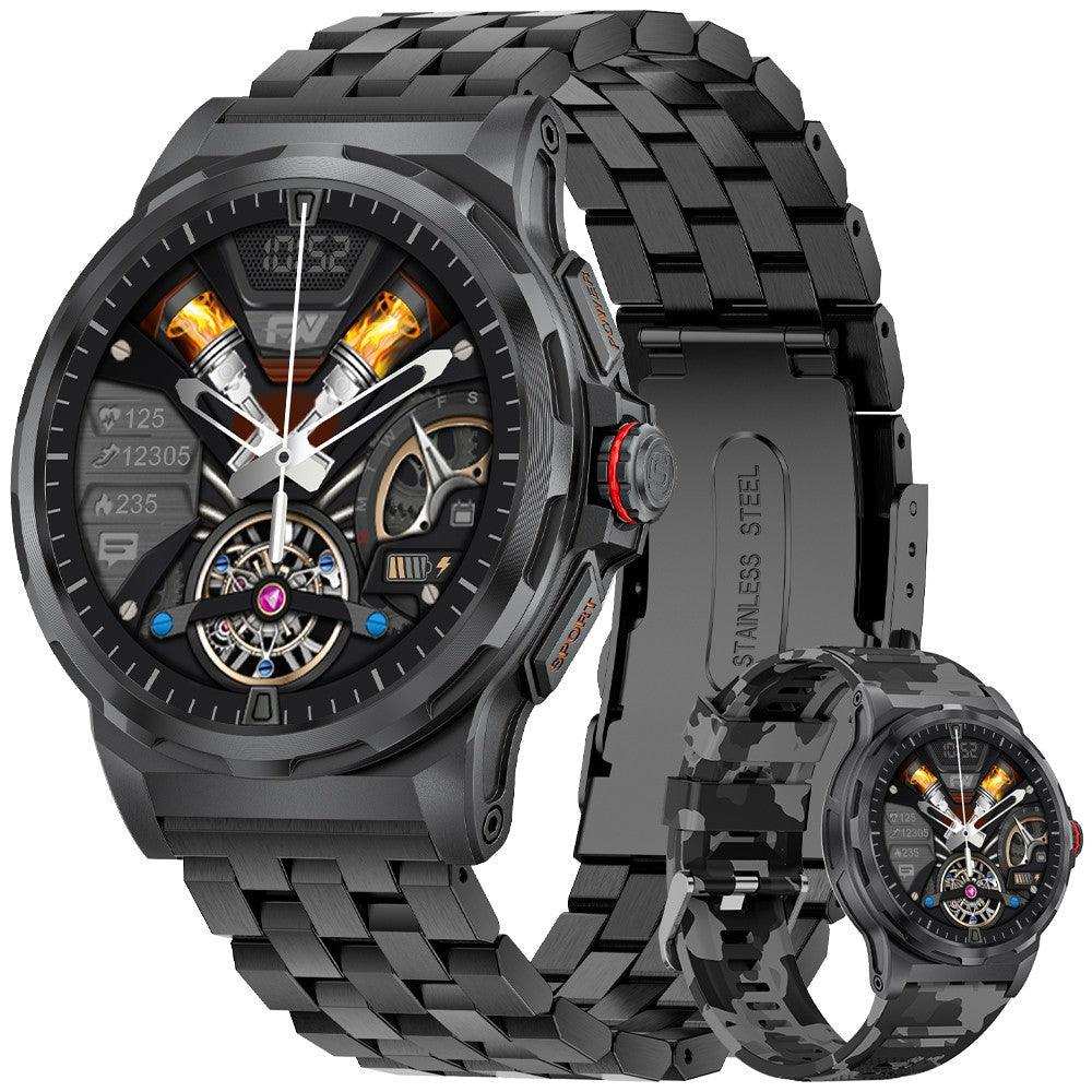 TUTT Smart Watch for Men AMOLED HD Screen Metal Case | 1.43'' Military Rugged IP68 Waterproof | Health and Fitness SL6 LIGE | Rubber & Metal