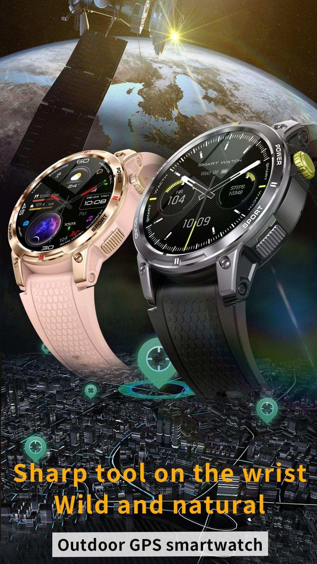 TUTT Rugged Smartwatch for Men Women | Compass GPS Exercise | AMOLED Metal Dial | 2 Military Straps | Always-On Display Long Battery Life | NX18 Pro