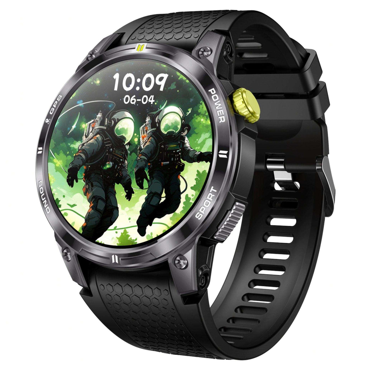 TUTT Rugged Smartwatch for Men Women | Compass GPS Exercise | AMOLED Metal Dial | 2 Military Straps | Always-On Display Long Battery Life | NX18 Pro