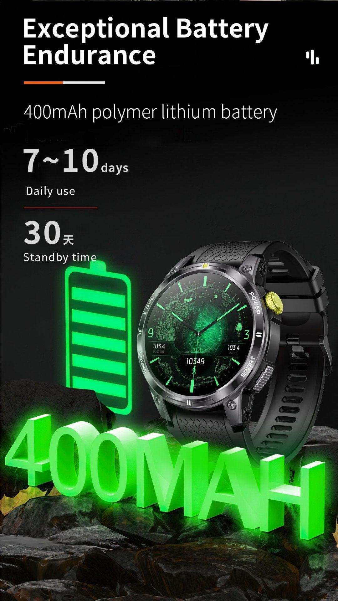 TUTT Rugged Smartwatch for Men Women | Compass GPS Exercise | AMOLED Metal Dial | 2 Military Straps | Always-On Display Long Battery Life | NX18 Pro