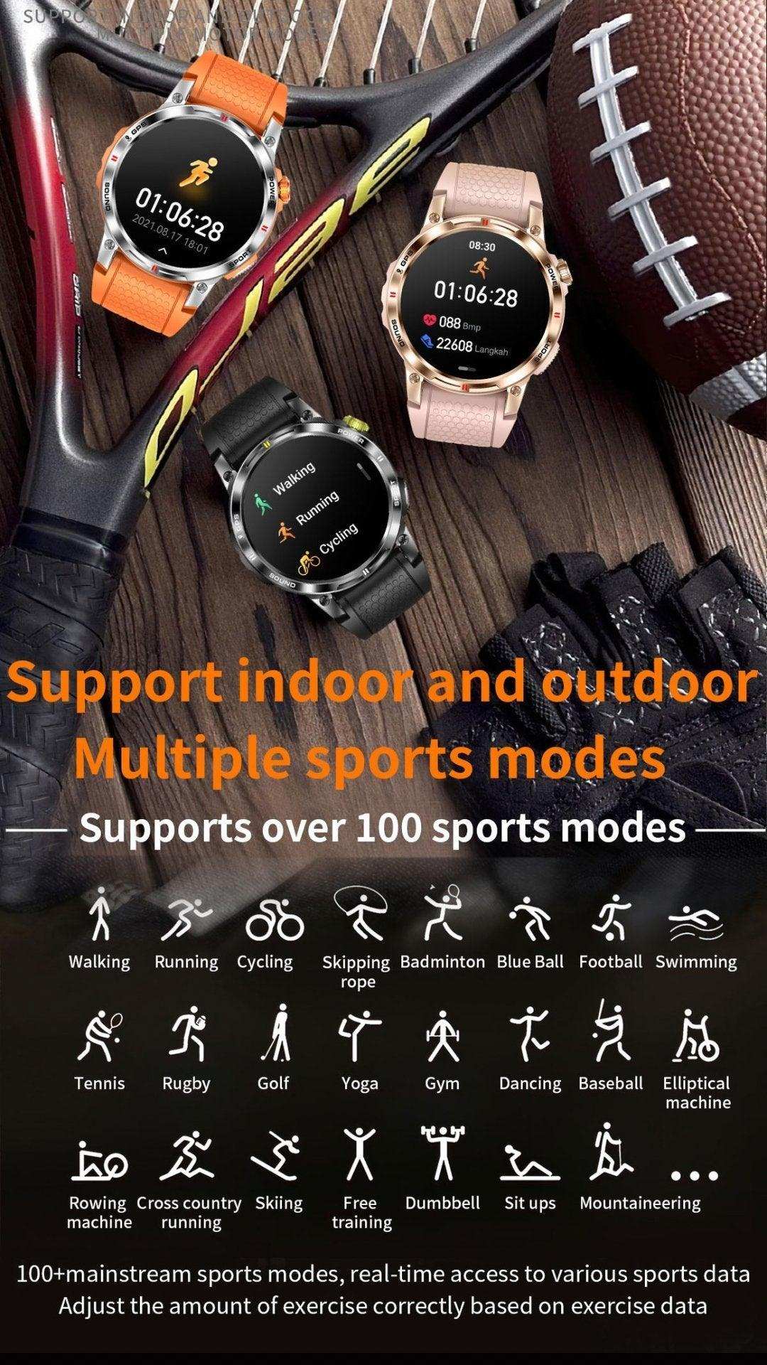 TUTT Rugged Smartwatch for Men Women | Compass GPS Exercise | AMOLED Metal Dial | 2 Military Straps | Always-On Display Long Battery Life | NX18 Pro
