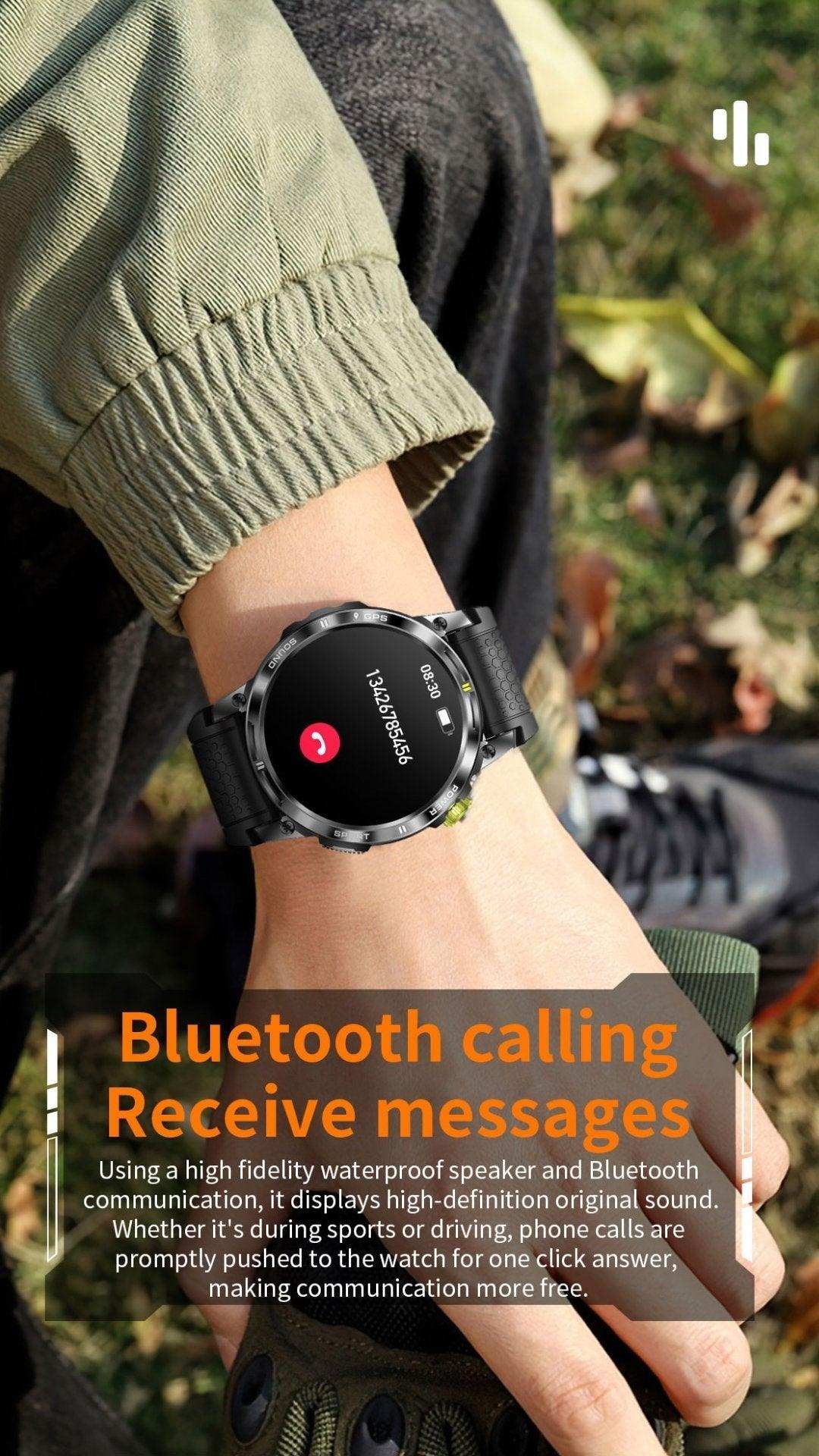 TUTT Rugged Smartwatch for Men Women | Compass GPS Exercise | AMOLED Metal Dial | 2 Military Straps | Always-On Display Long Battery Life | NX18 Pro