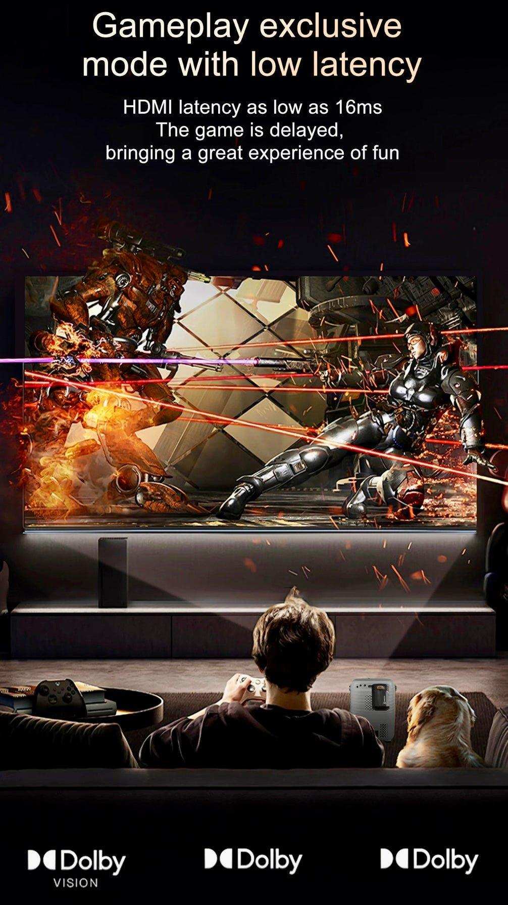 TUTT T12 Pro 4K Gaming Projector Home Theatre Wifi & Bluetooth, 600ANSI Native Auto Focus Home Theater Smart Project Up to 150” Premium Accessories