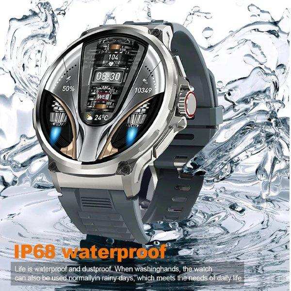 TUTT Military Smartwatch For Men | Metal Case HD 1.85'' Large Round Screen | 710mah Battery Health & Fitness Smart Watch (3) Straps V69