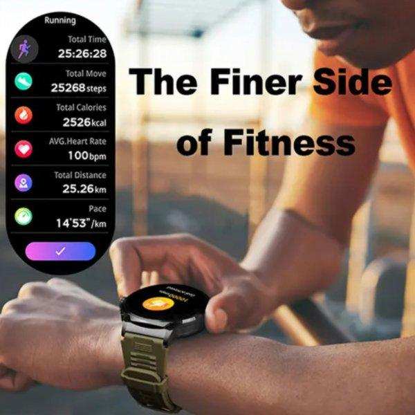 TUTT Military Smartwatch For Men | Metal Case HD 1.85'' Large Round Screen | 710mah Battery Health & Fitness Smart Watch (3) Straps V69