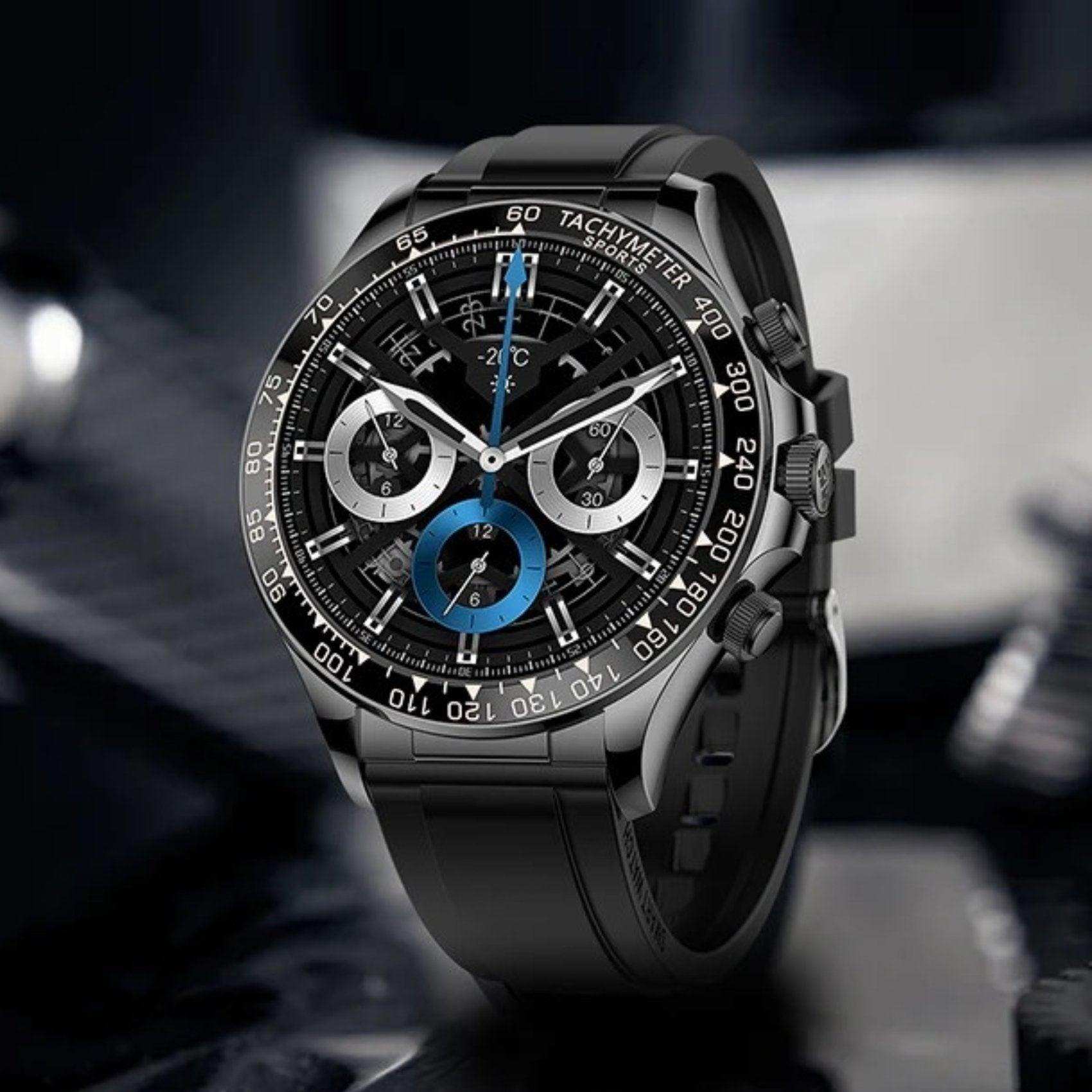 TUTT Classic Smartwatch for Men Metal Case | 1.55'' Large HD Screen IP67 Tactical Smart Watch with BT Call Pedometer Straps (Leather Metal) X108