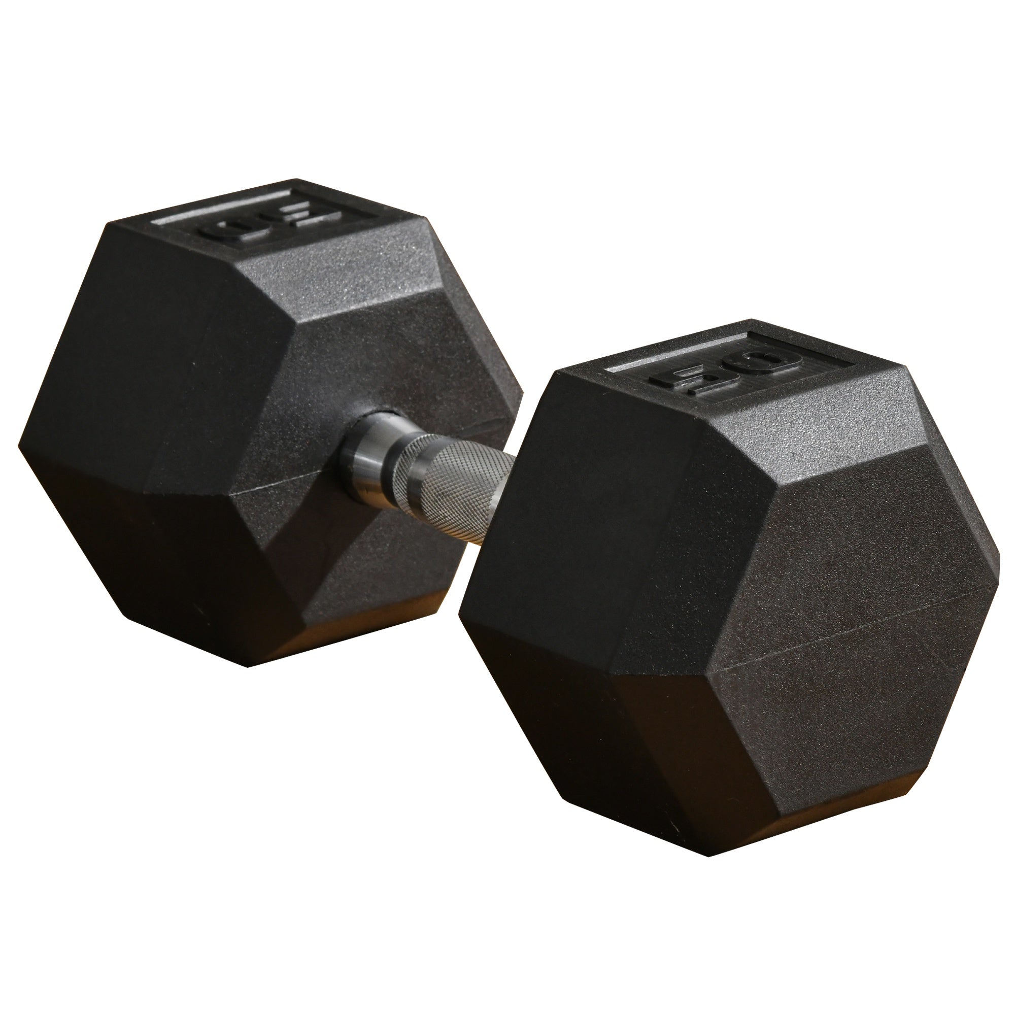 Soozier 50lbs Rubber Dumbbells: Hand Weight Barbell for Body Fitness Training at Home or Office, Black Finish