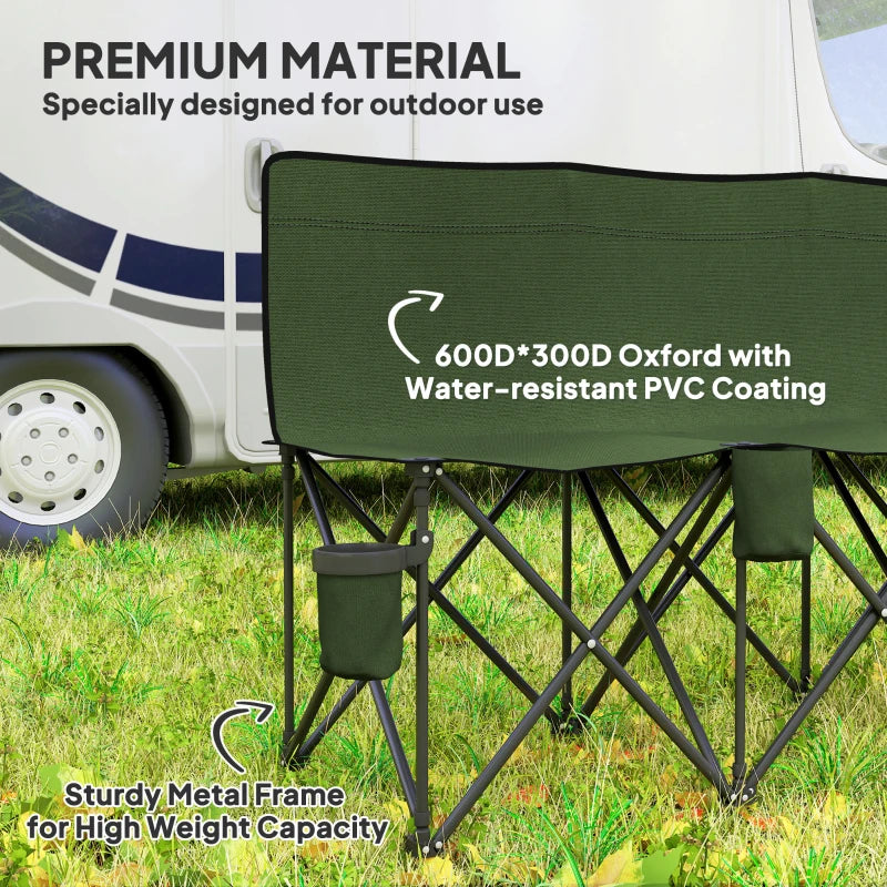 6 Seat Folding Camping Chair with Cup Holder and Carrying Case for Camping, Picnic, Sports Events, Dark Green