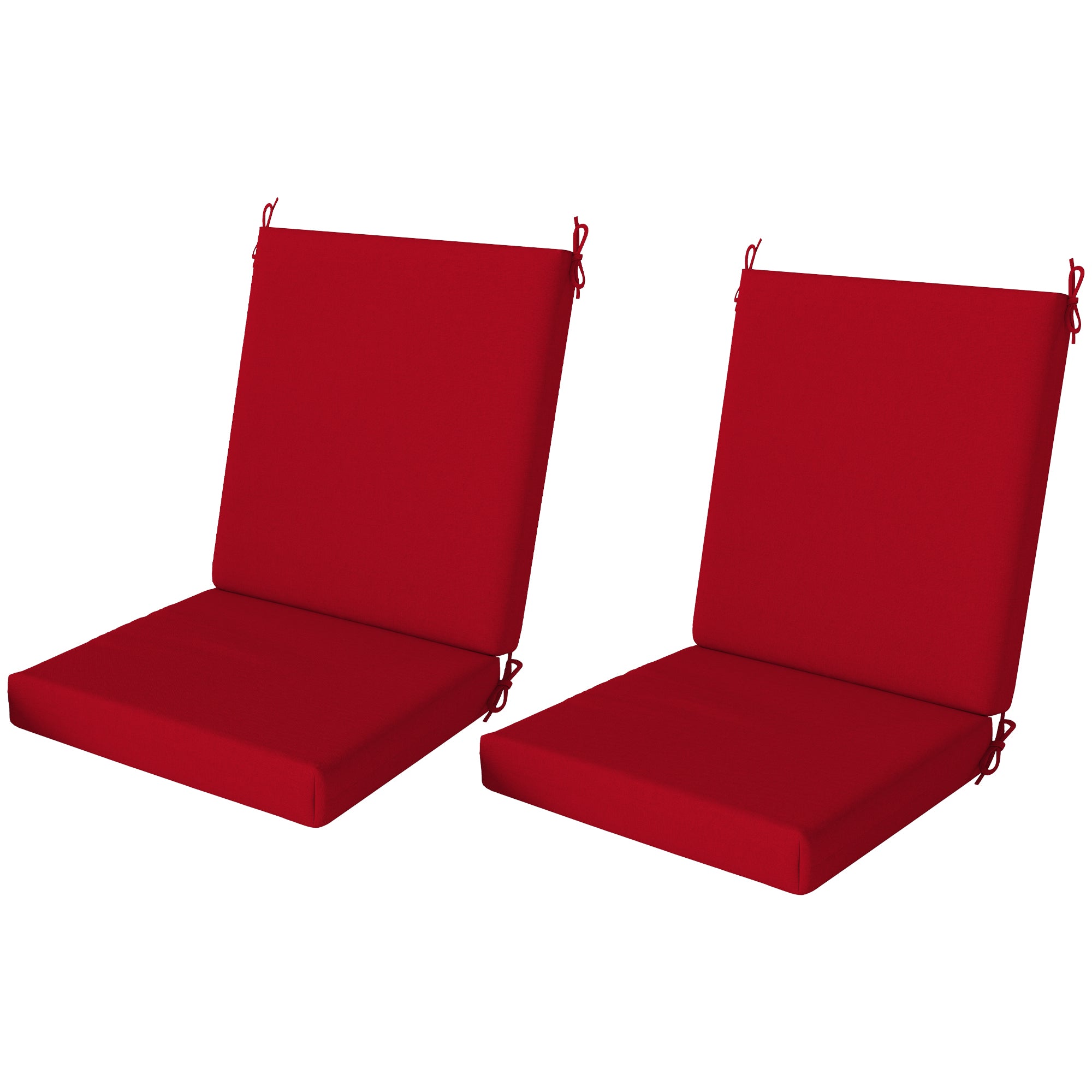 Outsunny Outdoor Cushions Set of 2 for Dining Chairs, Outdoor Seat Cushions with Back, Fade-Resistant Yarn-Dyed Polyester, Wine Red