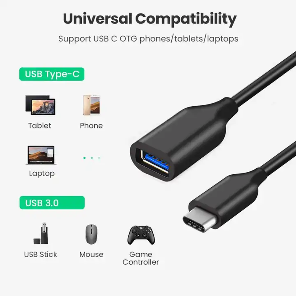 Câble adaptateur OTG USB femelle vers USB-C mâle