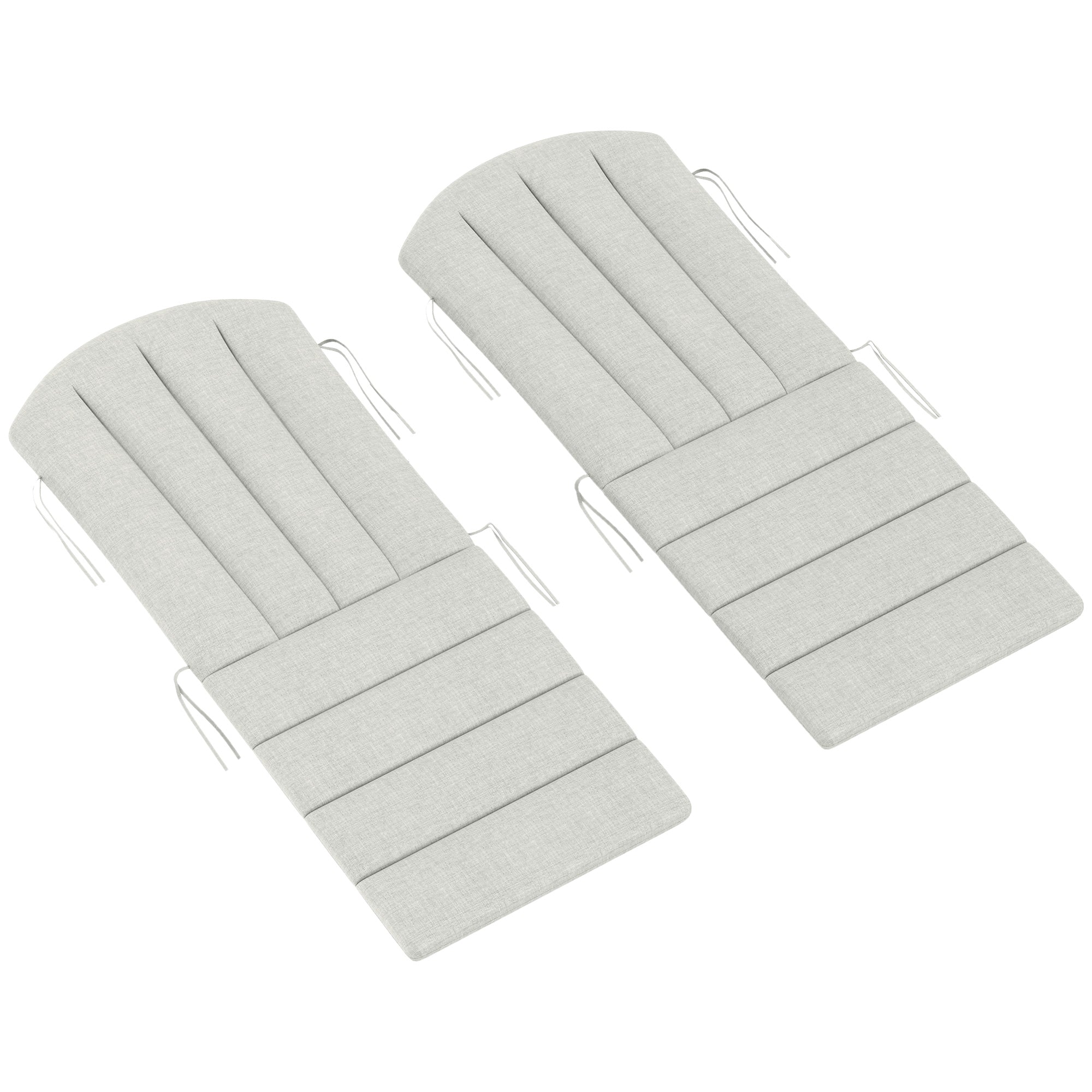 Outsunny Set of 2 Patio Chair Cushions, High Back Adirondack Chair Cushion with Ties, High-Density Foam, Light Grey