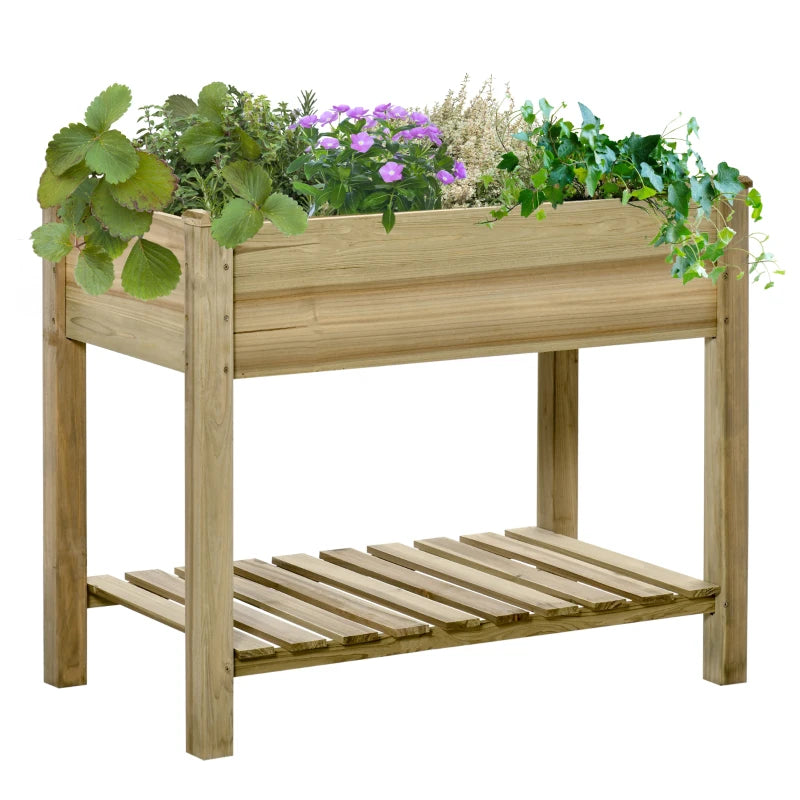 Elevated Planter Box with Legs and Storage Shelf, Raised Garden Bed, Elevated Wooden Planter Box, Green