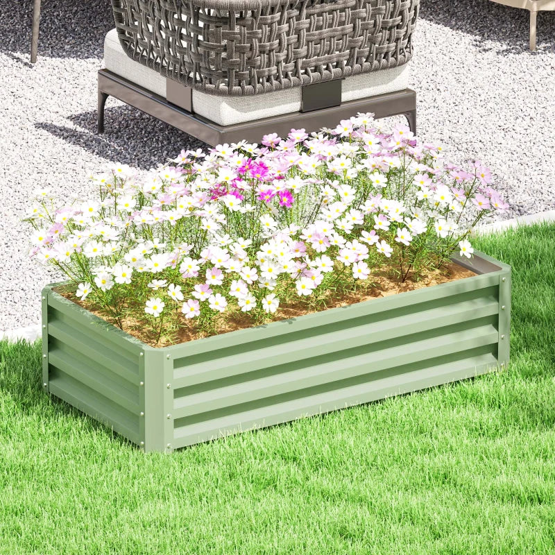 Galvanized Raised Garden Bed, Outdoor Planter Box for Vegetables, Flowers, Herbs, 4' x 2' x 1', Light Green