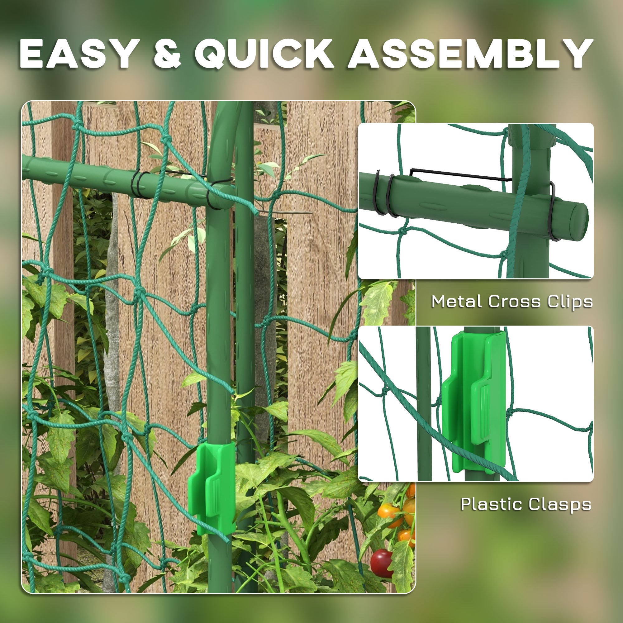 Outsunny Metal Garden Arch Trellis for Climbing Plants Outdoor A-Frame with Net 17"x72"x72" Climbing Support