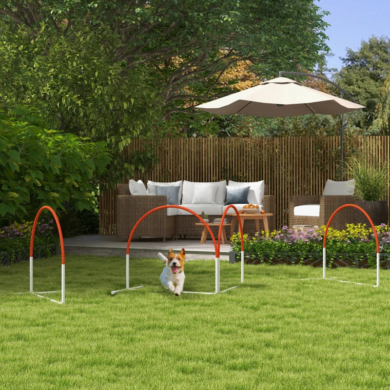 Dog Agility Kit Pet Obstacle Course Training Equipment Outdoor with Weave Poles, Carry Bag, Orange