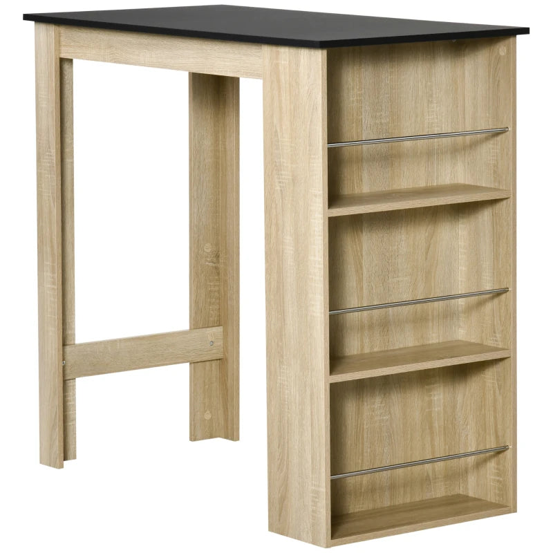 Bar Table Counter Height Dining Table with 3 Storage Shelves for Kitchen, Dining Room, Living Room, Natural