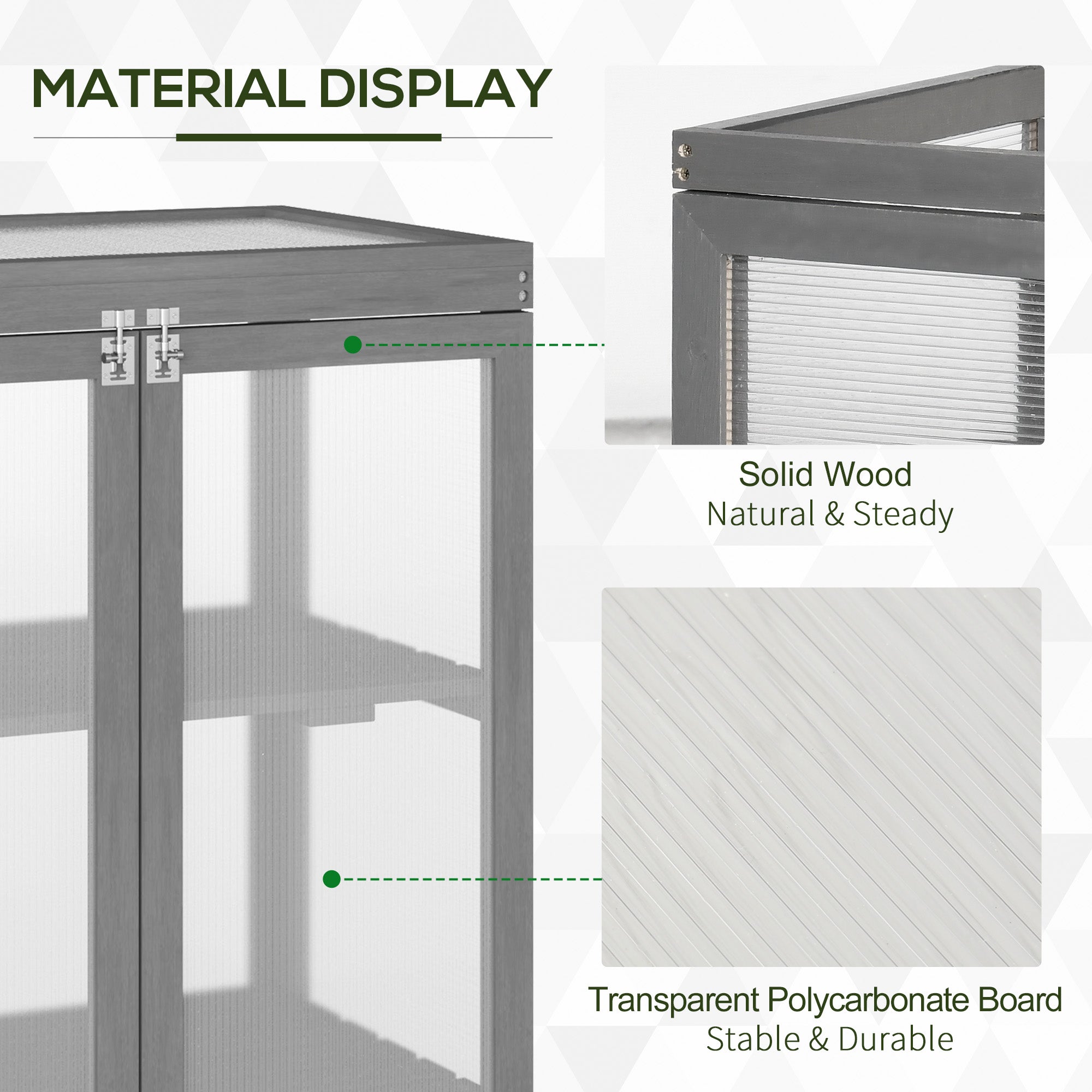 Outsunny 2 Tier Wooden Cold Frame Grow Box: Polycarbonate Portable Garden Grow House, Dark Gray