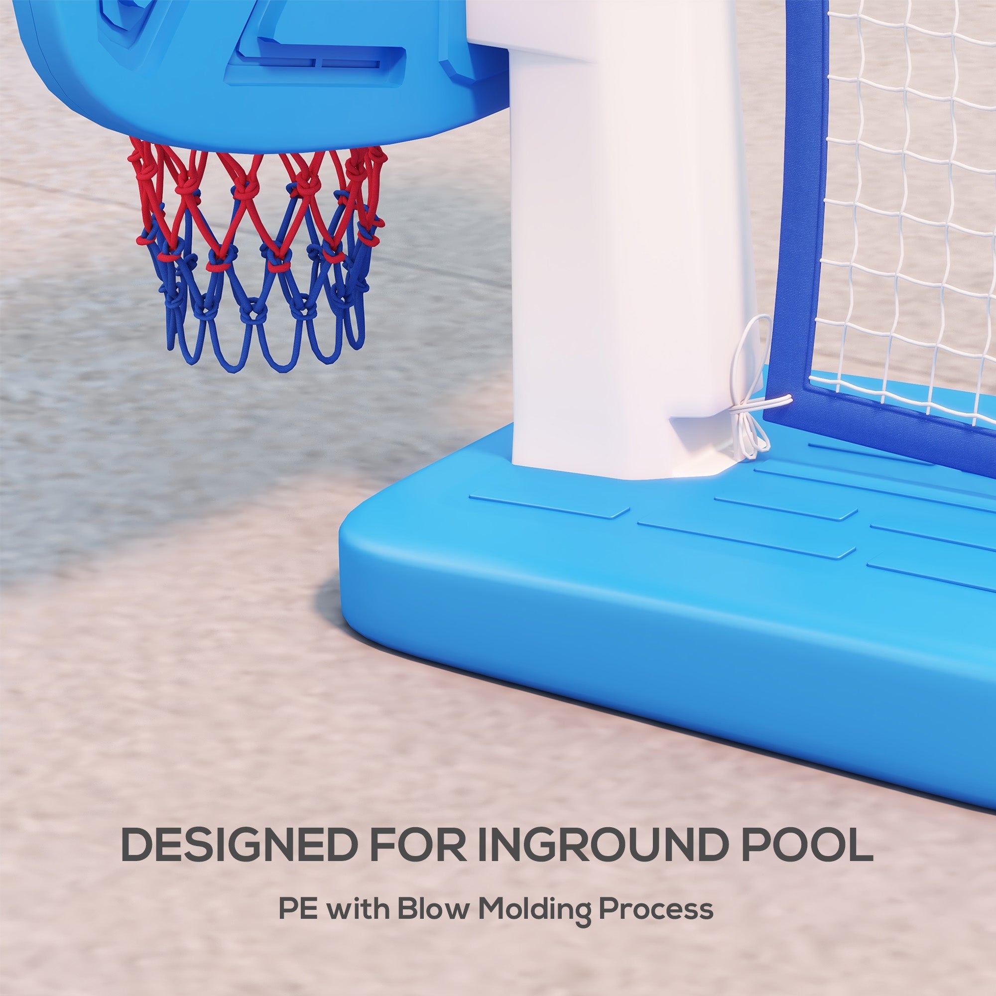 Soozier 2-in-1 Pool Basketball Hoop Poolside & Volleyball Set, Portable Basketball Hoop with Fillable Base