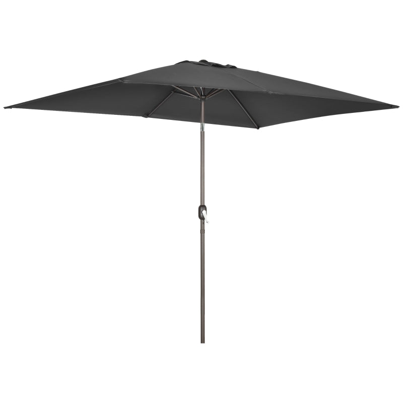 6.5x10ft Patio Umbrella, Rectangle Market Umbrella, Black