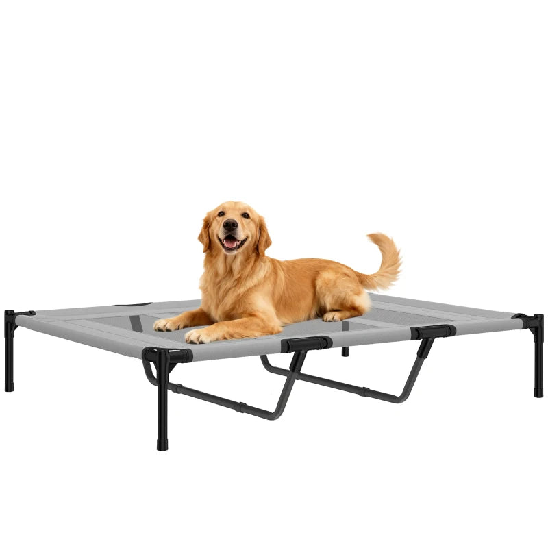 Elevated Dog Bed, Raised Dog Cot for XL Sized Dogs, Indoor & Outdoor, 48" x 36" x 9", Light Grey
