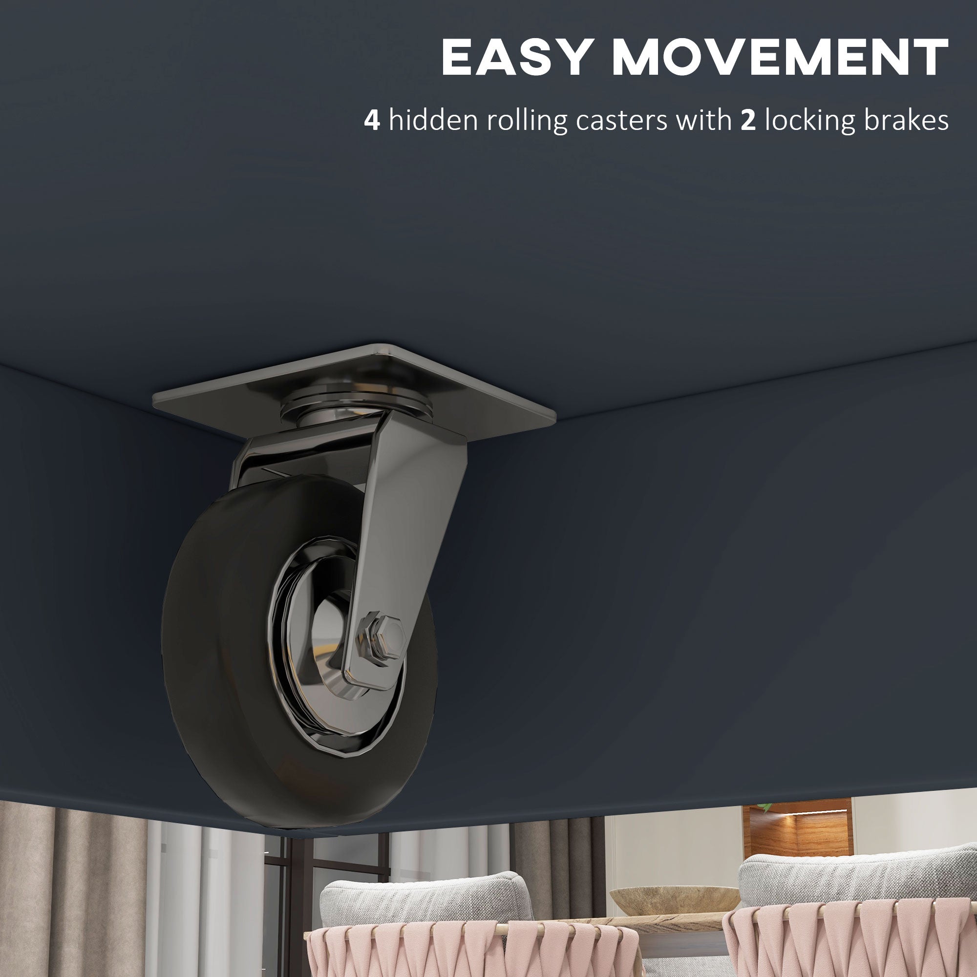 HOMCOM Slate Grey Galley Genius: Rubberwood Kitchen Island with Beadboard, Rolling Cart, 2 Drawers, Adjustable Shelves for Storage