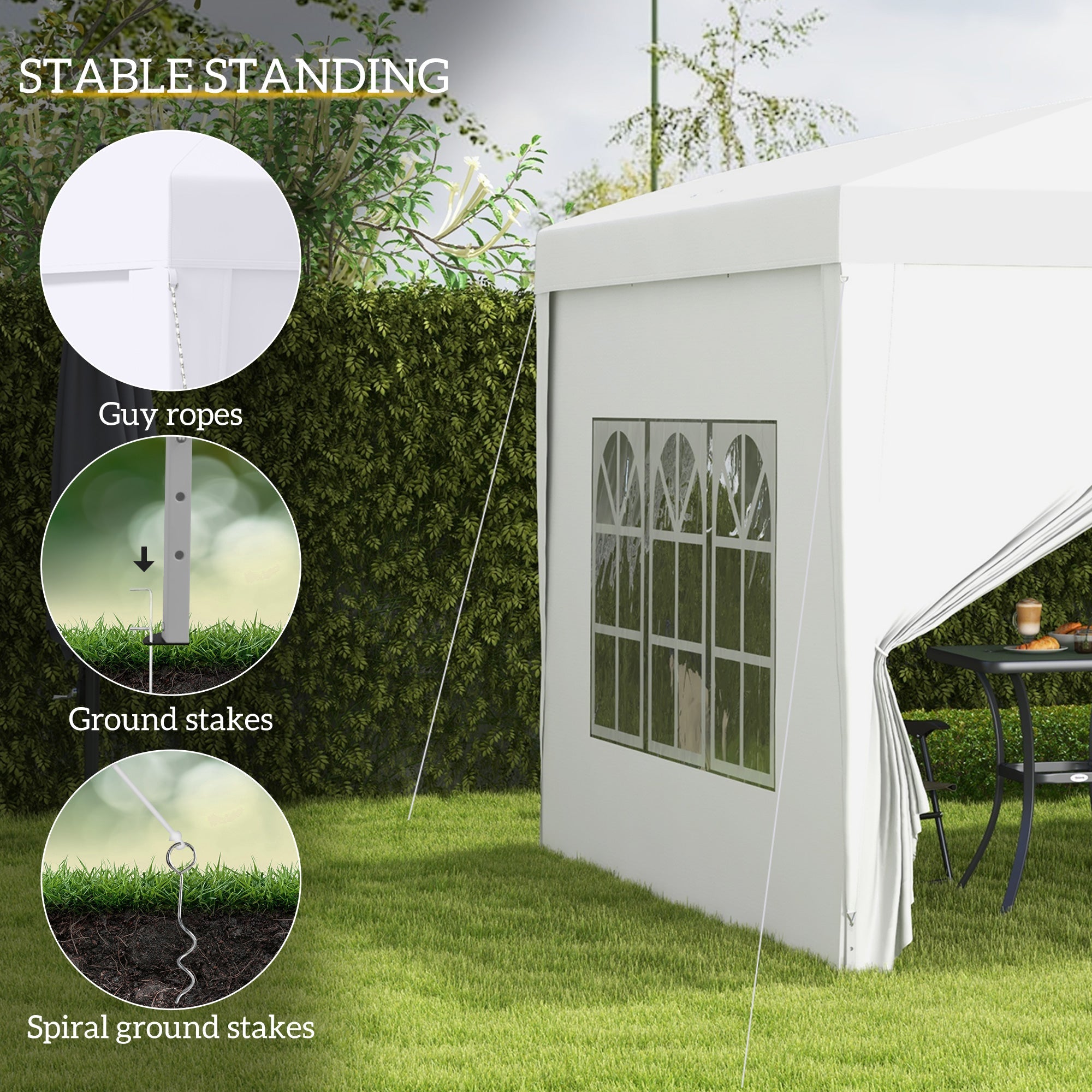 Outsunny 10'x10' Pop Up Party Tent Outdoor Wedding Gazebo Canopy Carrying Bag White