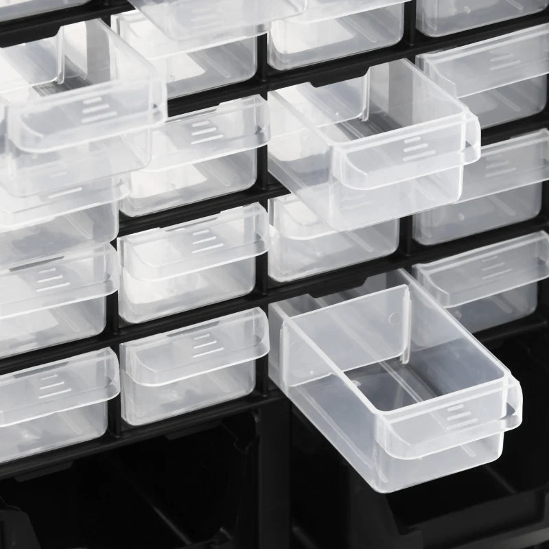 Plastic 39 Drawer Parts Organiser Wall Mount Storage Cabinet for Small Nuts Bolts Tool Black