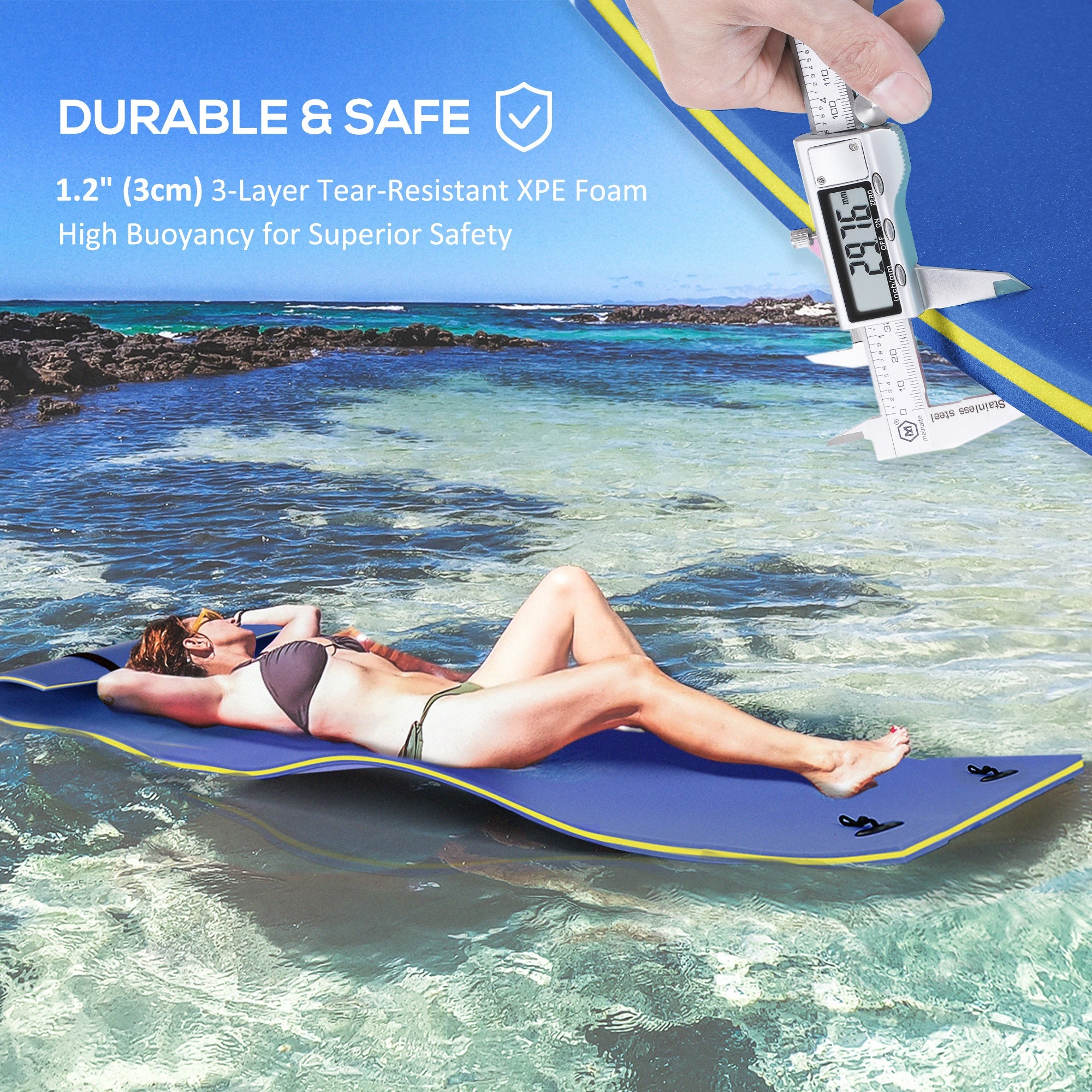 Soozier 6.5x2ft Blue Roll-Up Pool Float Pad Water Mat for Lake Ocean Pool Fun and Relaxation