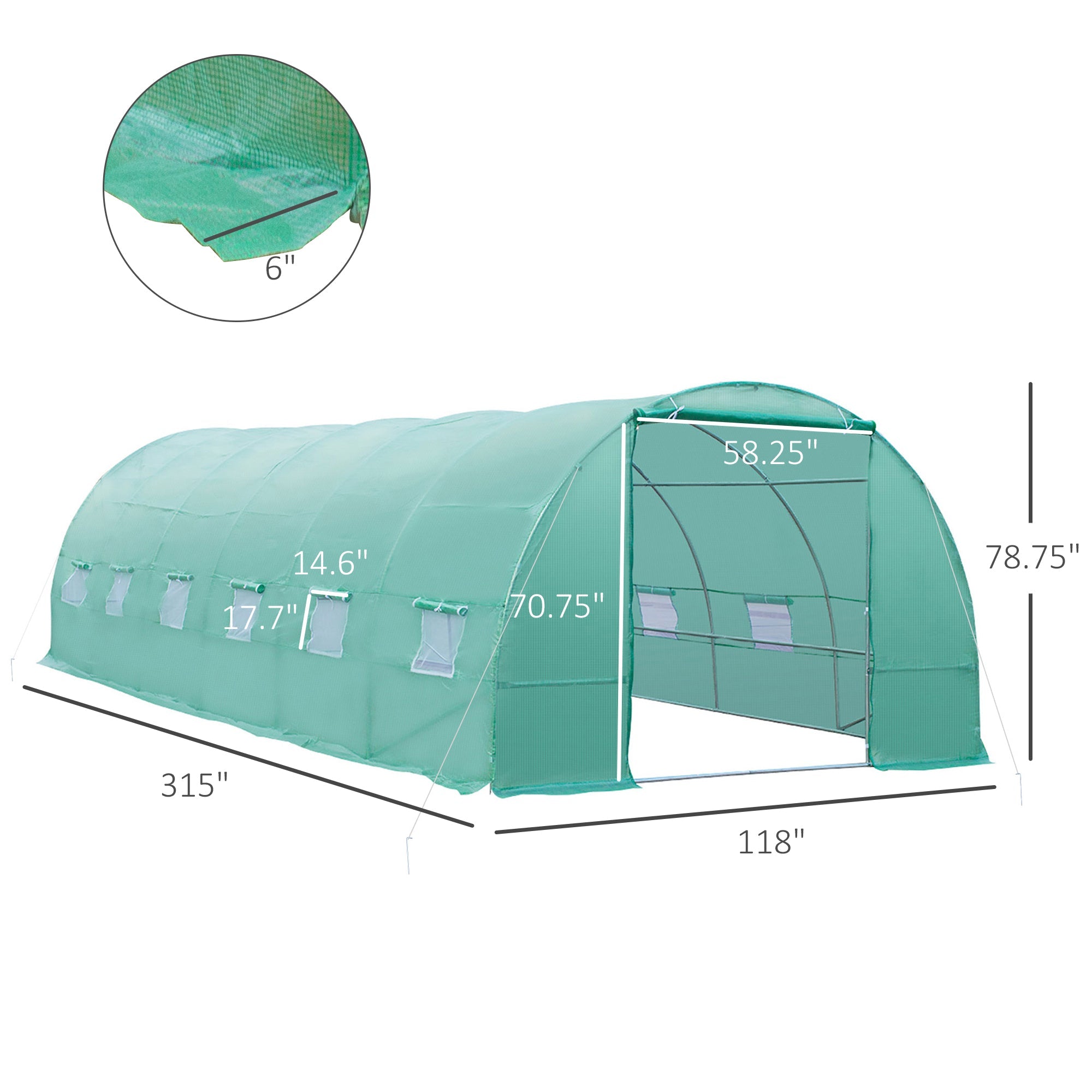Outsunny Large Walk-in Tunnel Greenhouse: 26.2'x10'x6.7' Steel Frame for Outdoor Garden Plants, Green