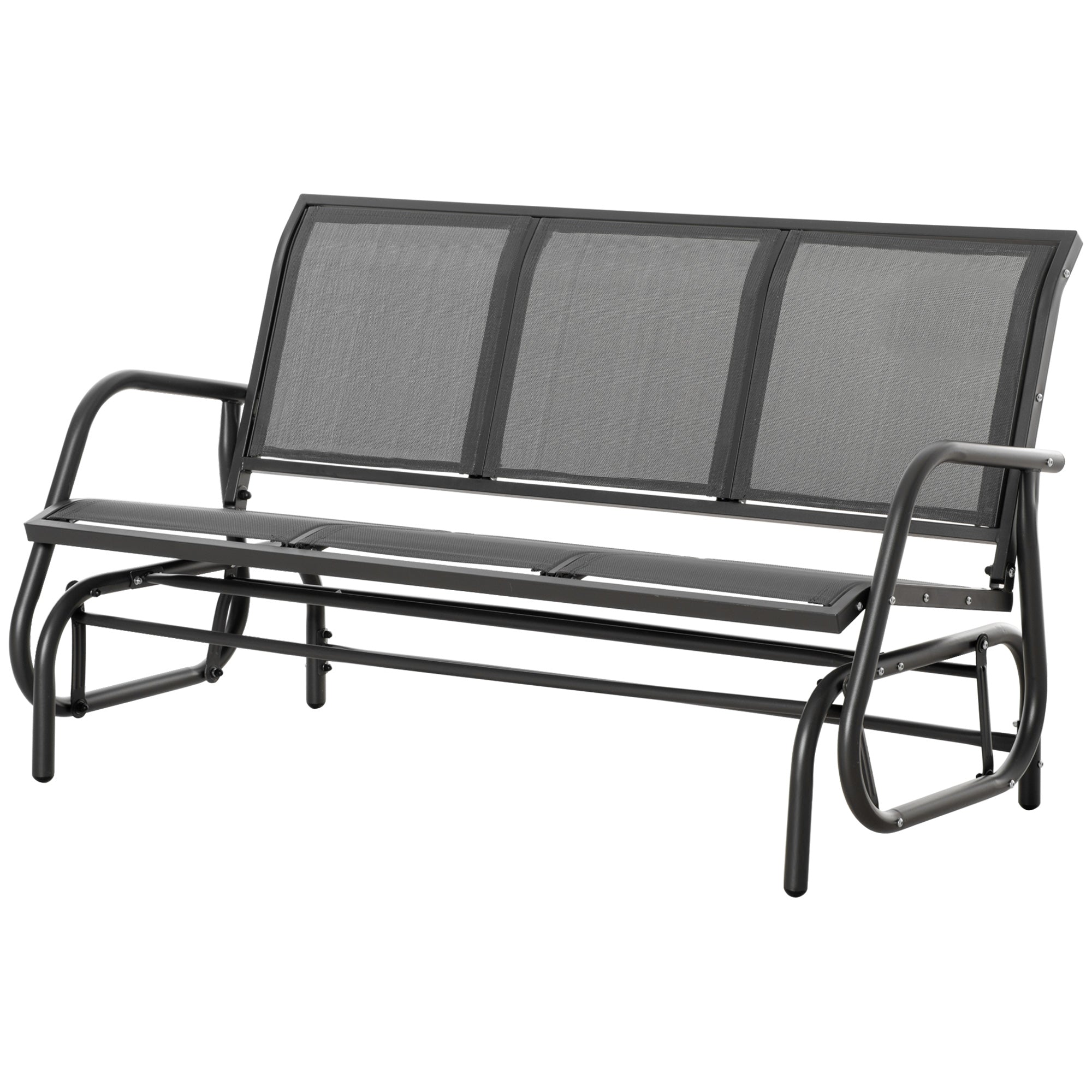 Outsunny 3-Seat Outdoor Glider Chair, Patio Rocking Chair, Steel Frame, Sling Fabric Seat for Garden, Backyard, Lawn, Grey