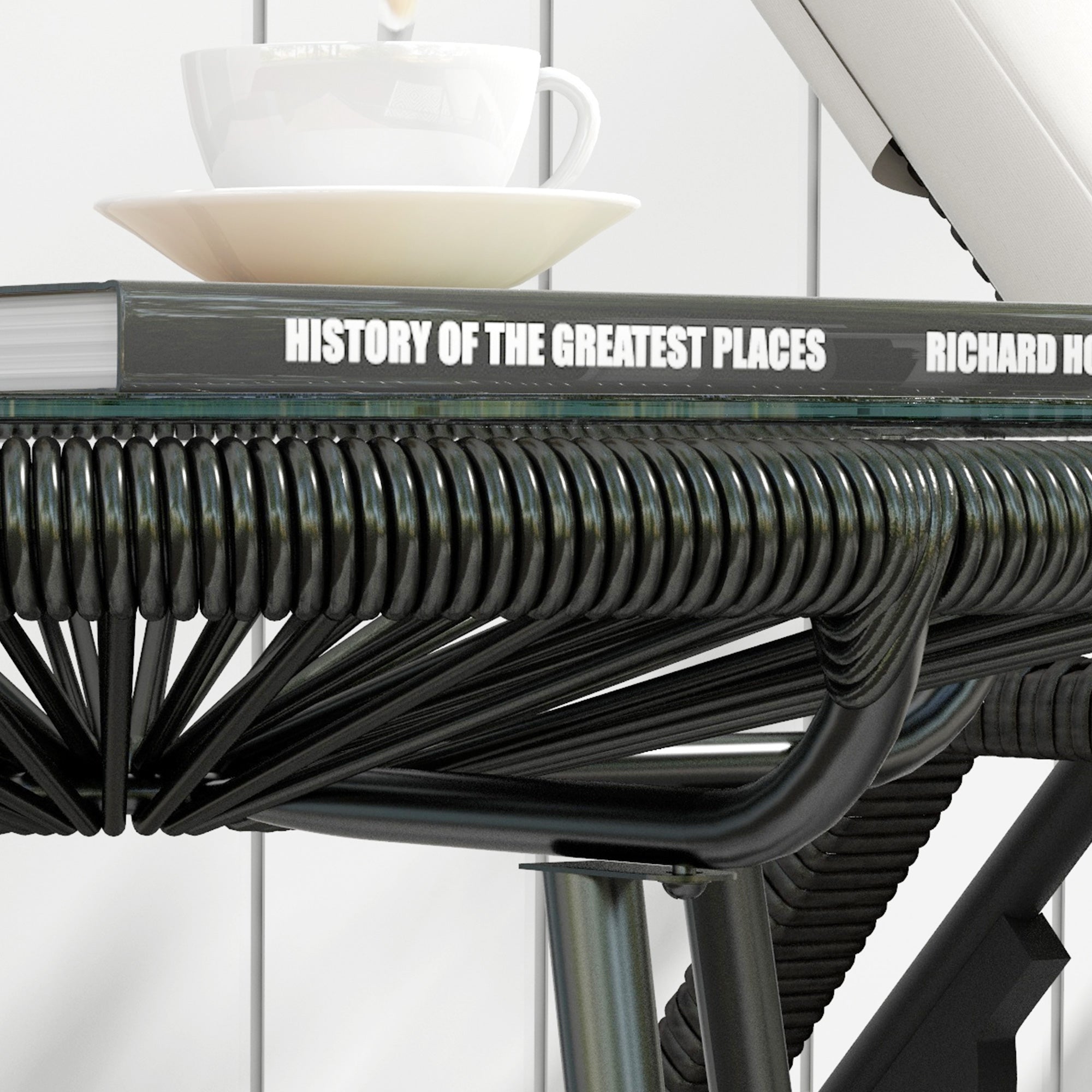 Outsunny Rattan Side Table, Round Outdoor Table, with Round PE Rattan and Tempered Glass Table Top for Patio, Garden, Black