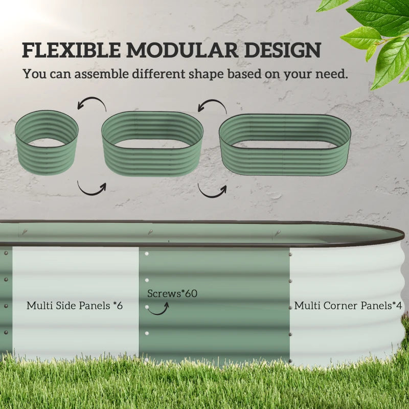 6.5 x 2 x 1.5 FT Galvanized Steel Raised Garden Bed, Metal Garden Bed Planter Box with Safety Edging, Green