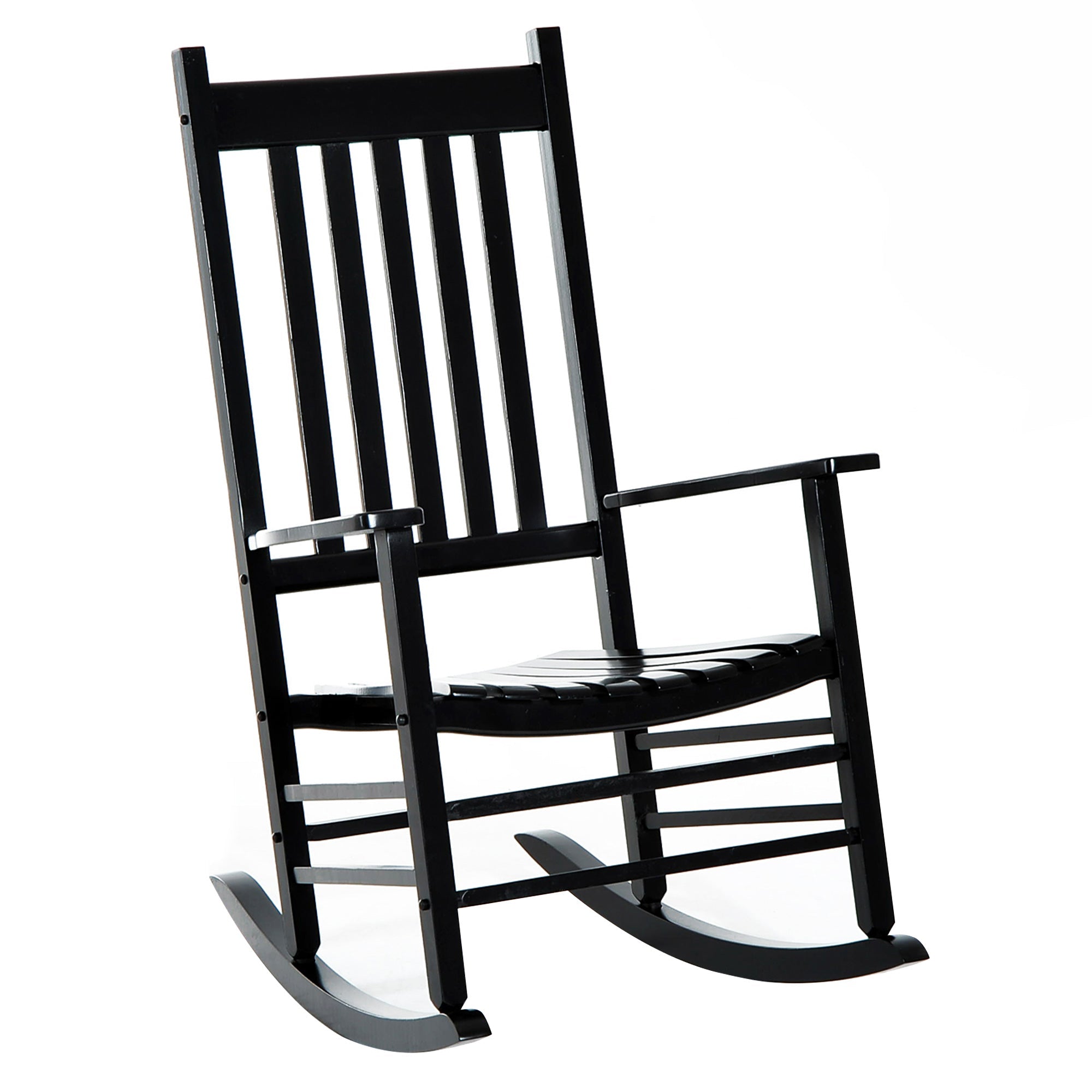 Outsunny Porch Rocking Chair High Back Wooden Outdoor Patio Rocker Black Comfort