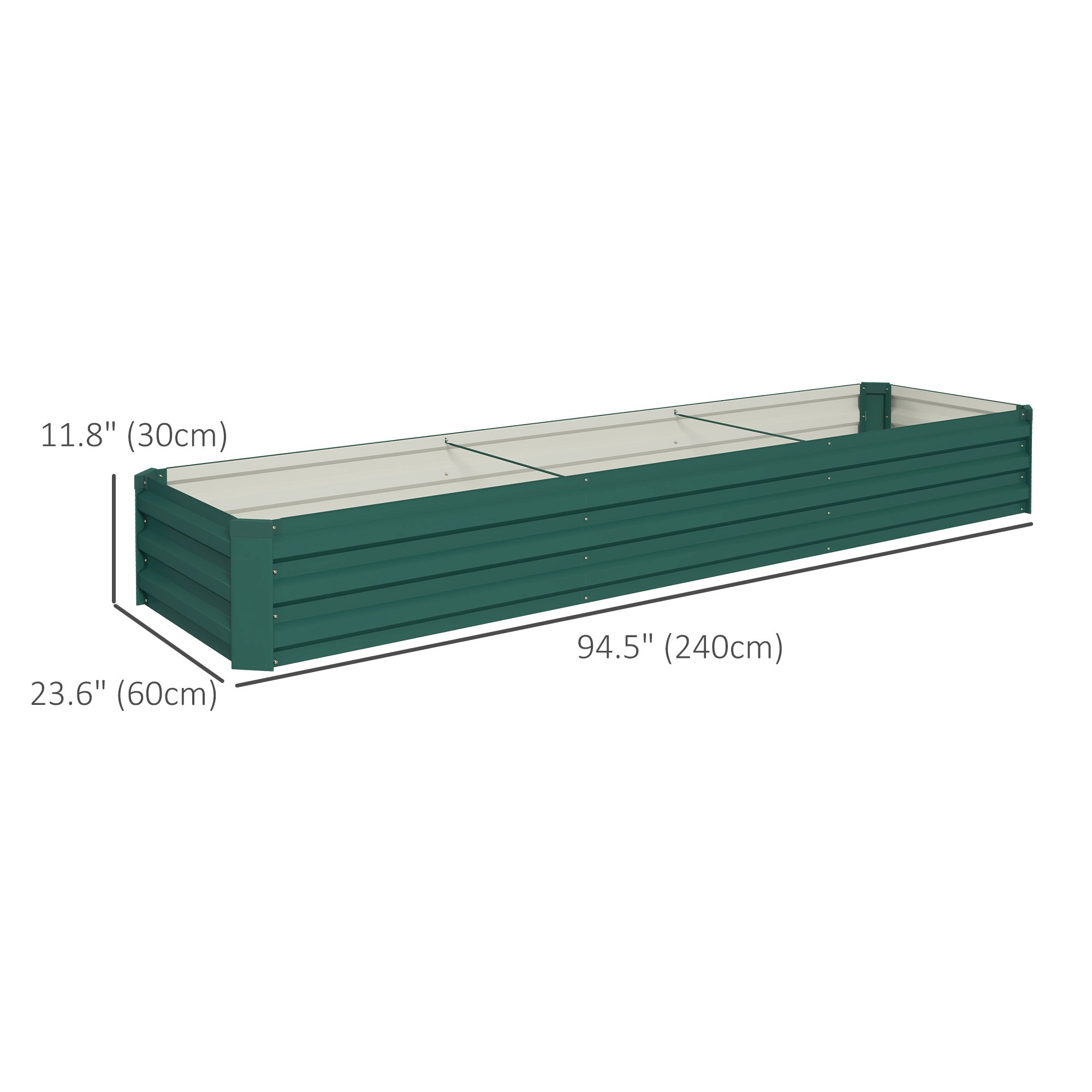Outsunny 8'x2'x1' Galvanized Raised Bed, Large Elevated Planter Box for Growing Flowers, Herbs and Vegetables, Green