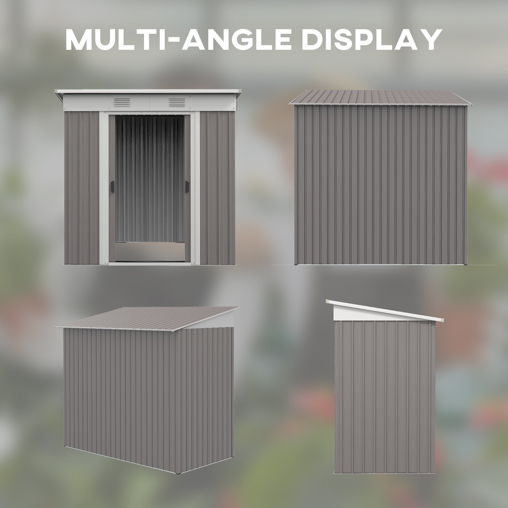 Outsunny 6' x 4' Outdoor Storage Shed, Metal Garden Tool Storage House Organizer with Lockable Sliding Doors and Vents for Backyard Patio Lawn, Light Grey