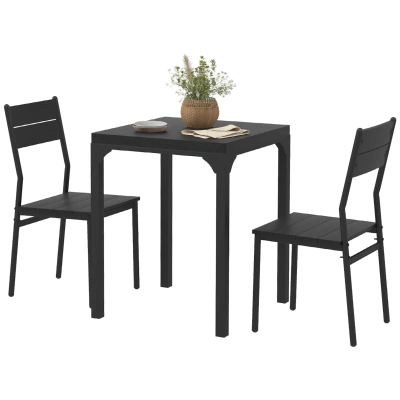 Dining Table Set for 2, 3 Piece Kitchen Table and Chairs with Metal Legs for Small Spaces, Black