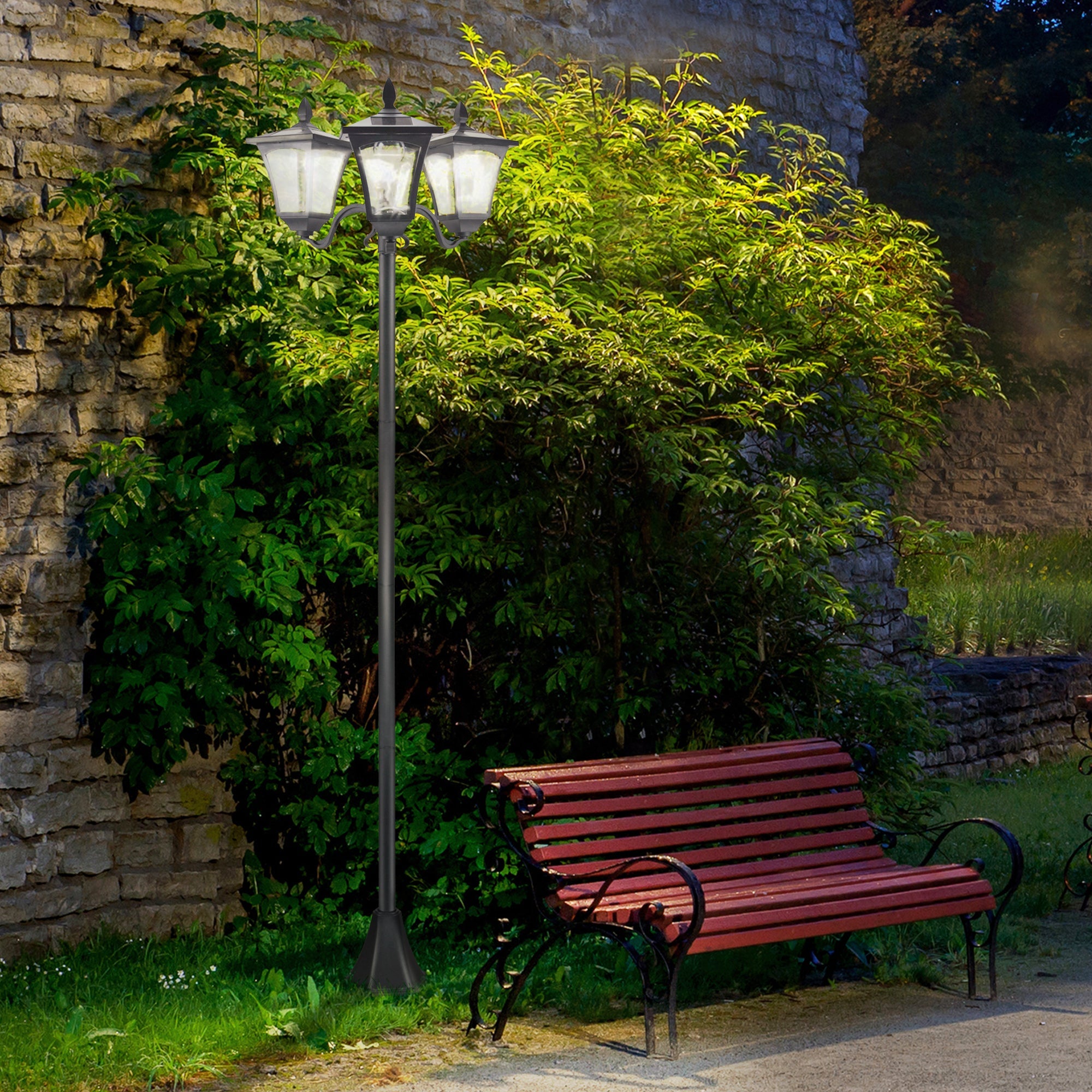 Outsunny Solar LED Garden Light: Outdoor Energy-Efficient Lighting with Sturdy Waterproof Base