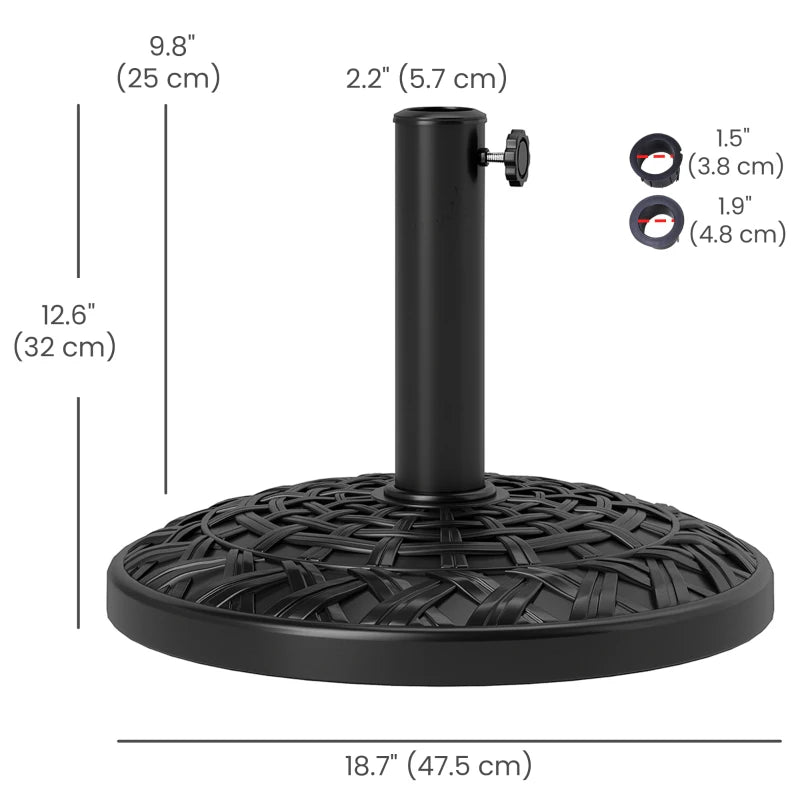 Patio Umbrella Base, 26 lbs Concrete Heavy Duty Umbrella Stand, Round Patio Umbrella Holder, Φ18.7" x 12.6" H Black