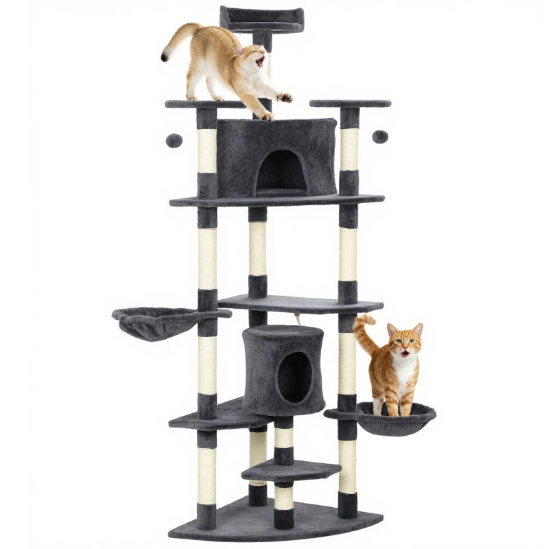 79" Scratching Kitten Tree Condo Kitten Scratch Activity Center Toys Dark Grey