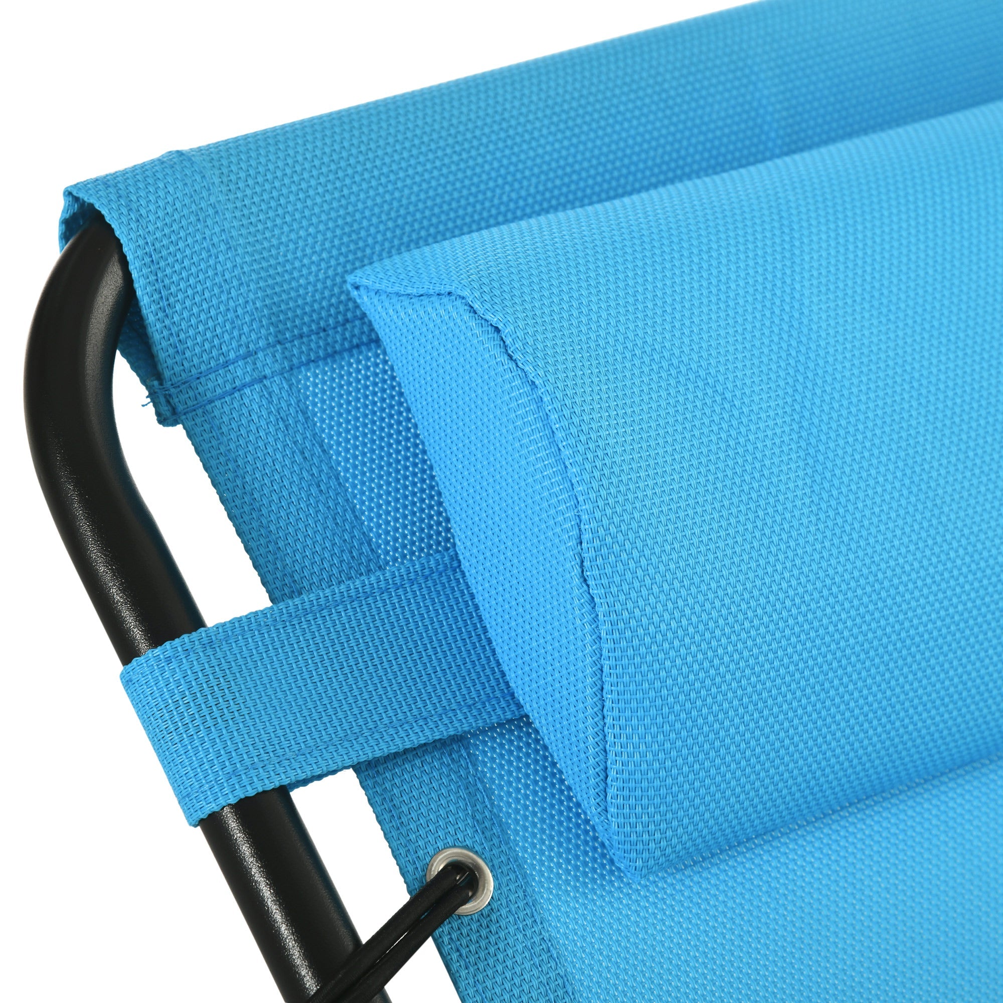 Outsunny Adjustable Folding Beach Bed 4-Level Reclining Lounger Lightweight Portable Camping Sky Blue