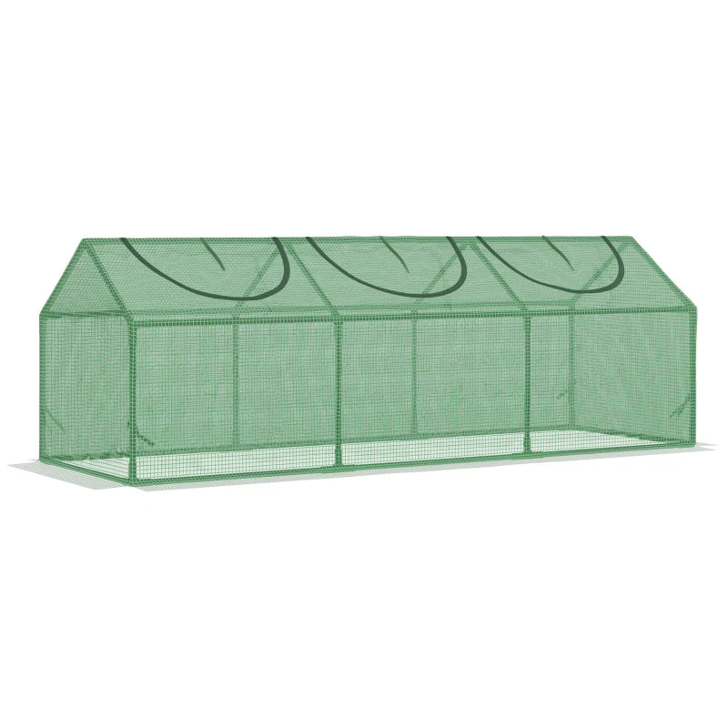Portable Mini Tunnel Greenhouse Garden Planting Warm House with 3 Windows, 71" x 24" x 24", Green
