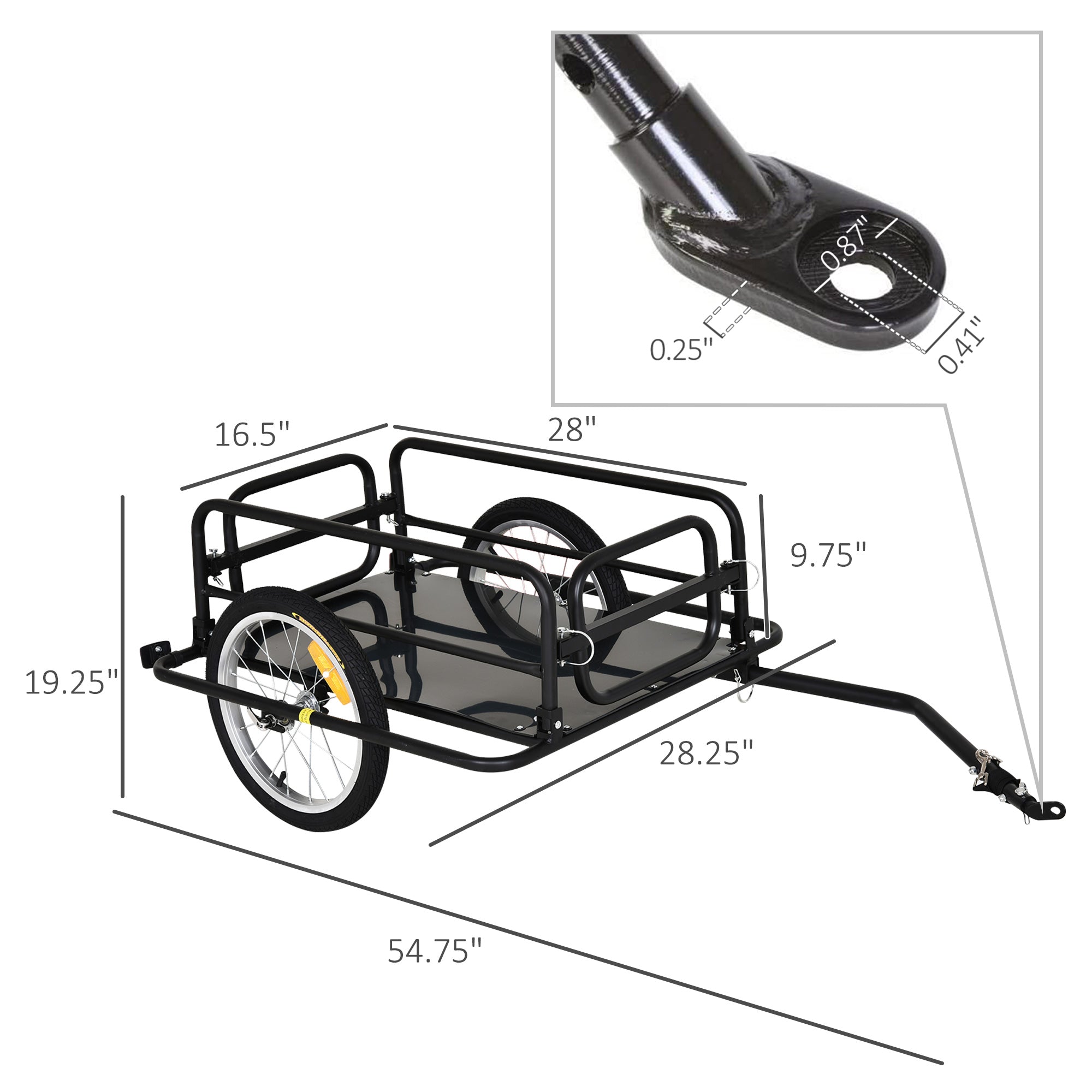 Aosom Folding Bike Cargo Trailer Utility Cart Luggage Carrier Garden Tool Black