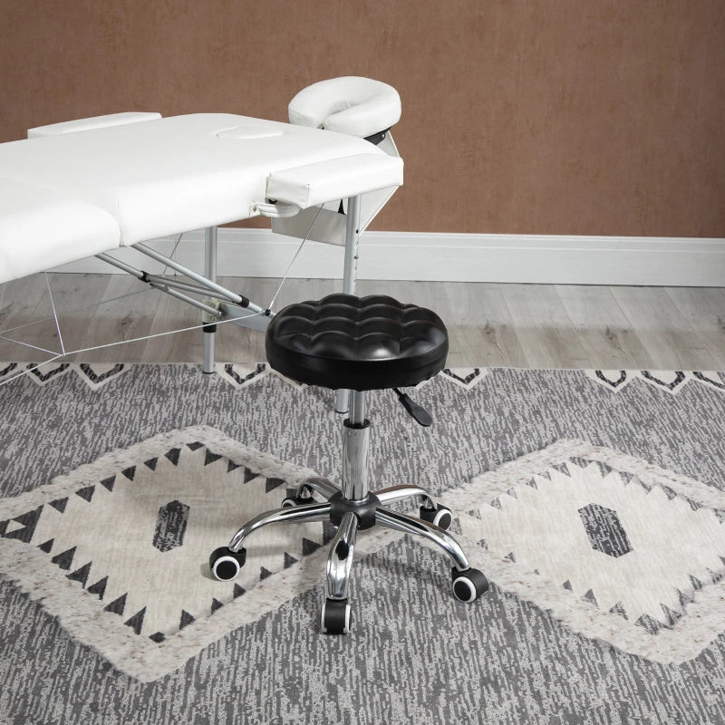 Rolling Swivel Padded Salon Stool with Adjustable Height Wheeled Tattoo Massage Chair Beauty SPA Bar Seat with Thick Padded Black