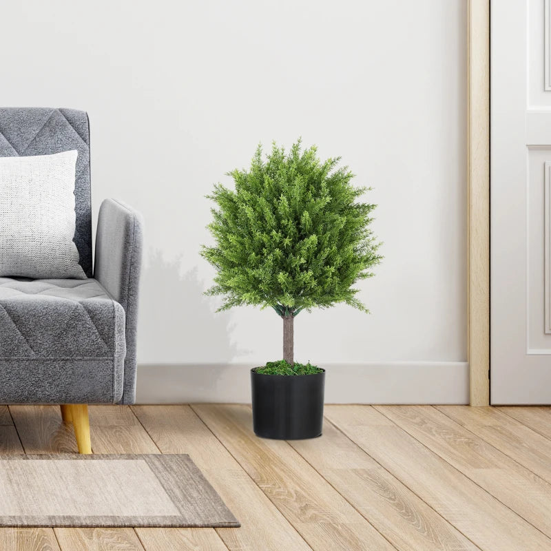 Decorative Artificial Plants, Cedar Topiary Trees in Pots, Fake Plants for Home Indoor outdoor Decor, Green