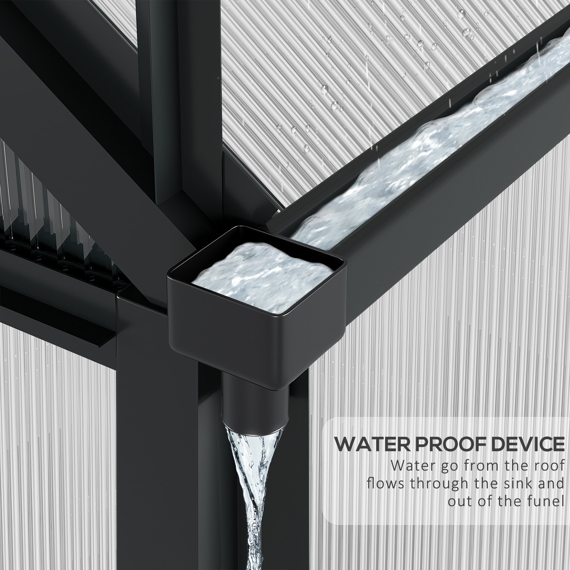 Outsunny 6' x 10' x 6.6' Polycarbonate Greenhouse, Walk-In Green House Kit Garden, Plants Grow, Galvanized Sheet Aluminum Frame with Rain Gutter, Vents and Sliding Door, Grey