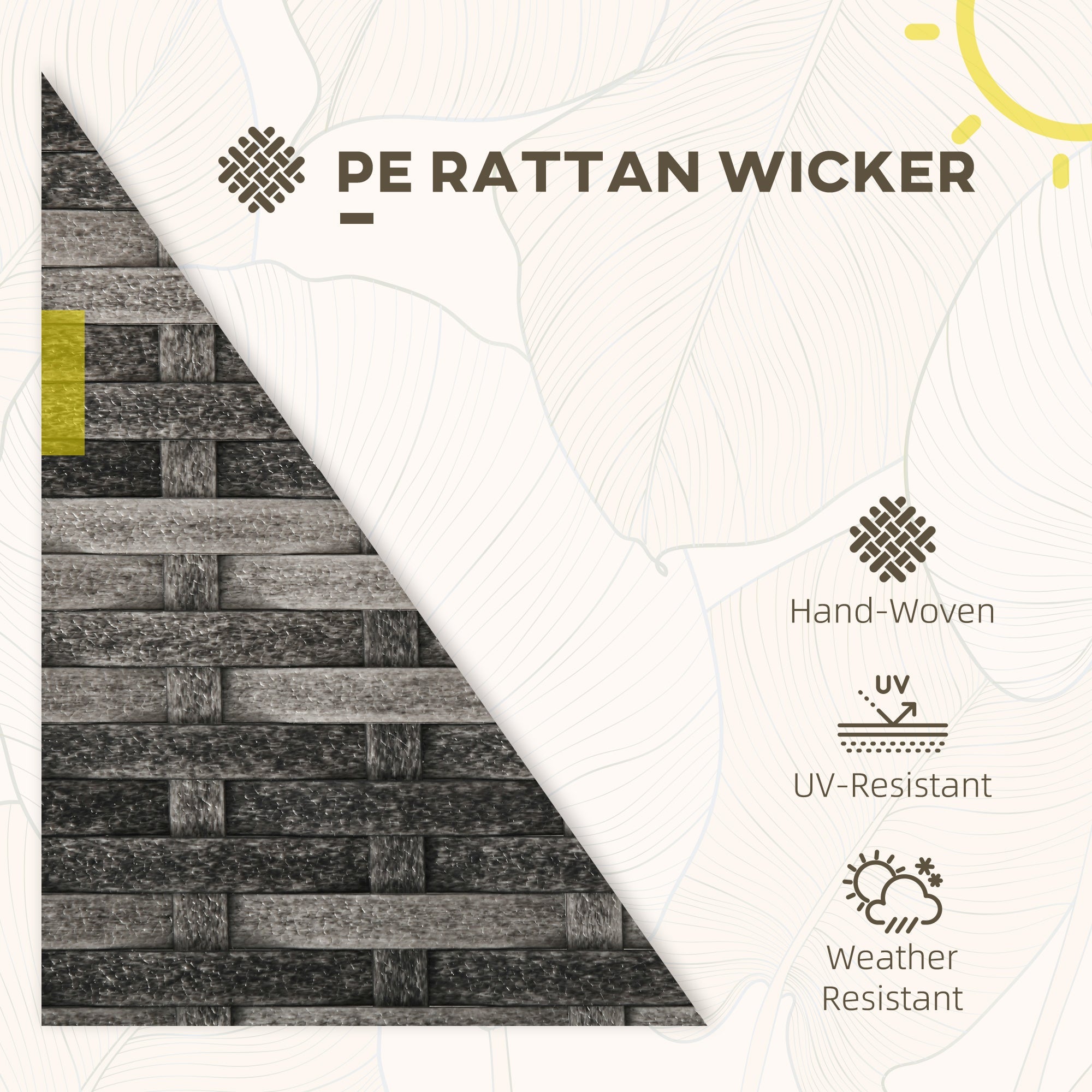 Outsunny 5Pc Patio Set with Armchair Stool Table Cushions Wicker Conversation Sofa Outdoor Garden Furniture