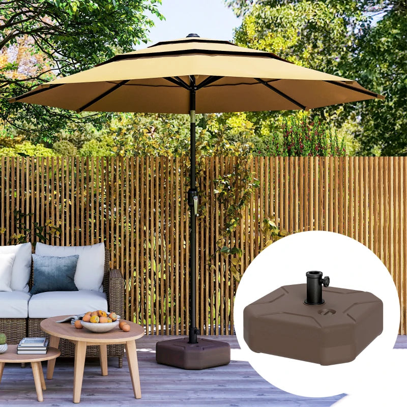 Square Patio Umbrella Base Holder, Outdoor Umbrella Stand, 17.7" L x 17.7" W x 9.8" H Brown