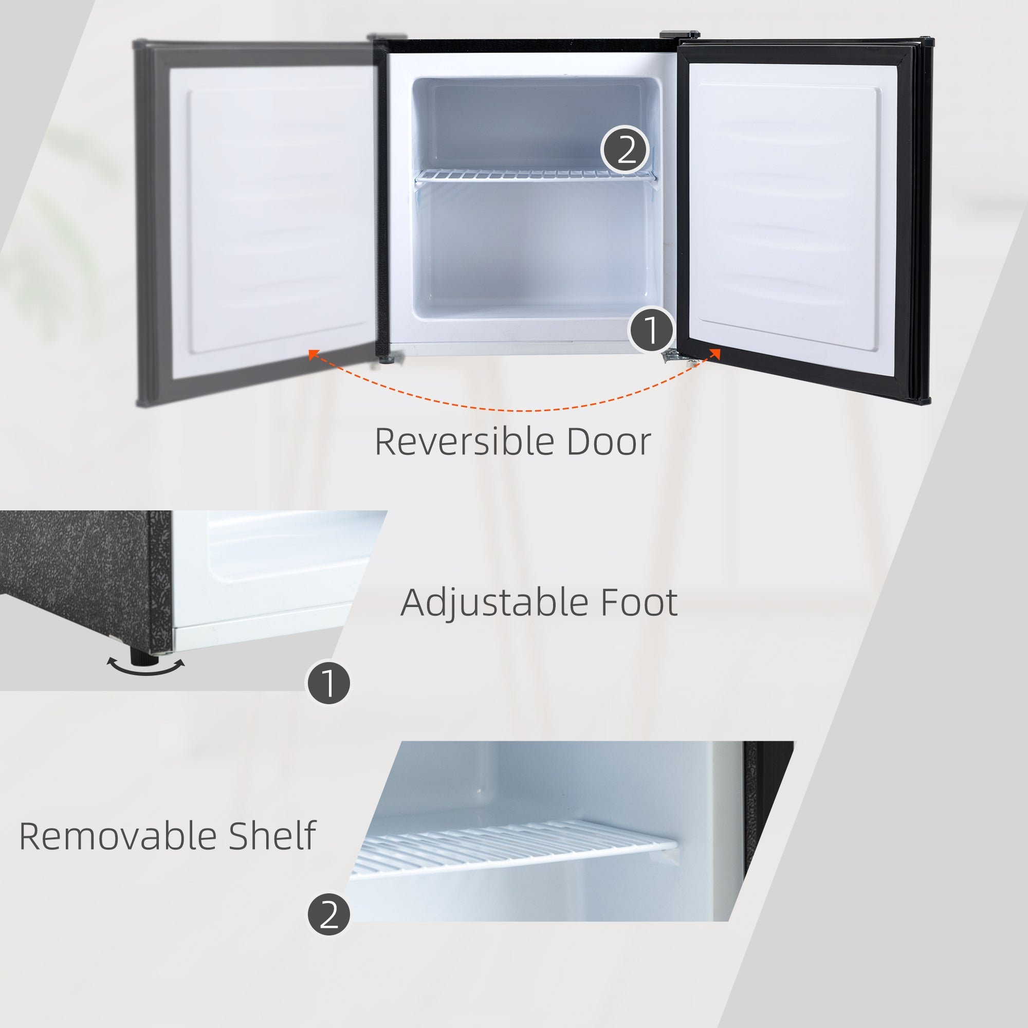 HOMCOM 1.1 Cu.Ft Mini Upright Freezer Compact Removable Shelf Adjustable Temperature Reversible Door Black