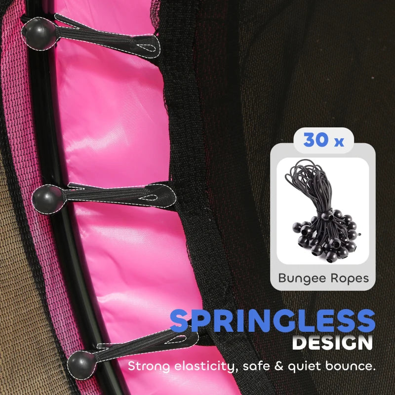 Qaba 55" Toddler Trampoline with Safety Enclosure Net, for Indoor Outdoor Use, Ages 3-6 Years, Pink