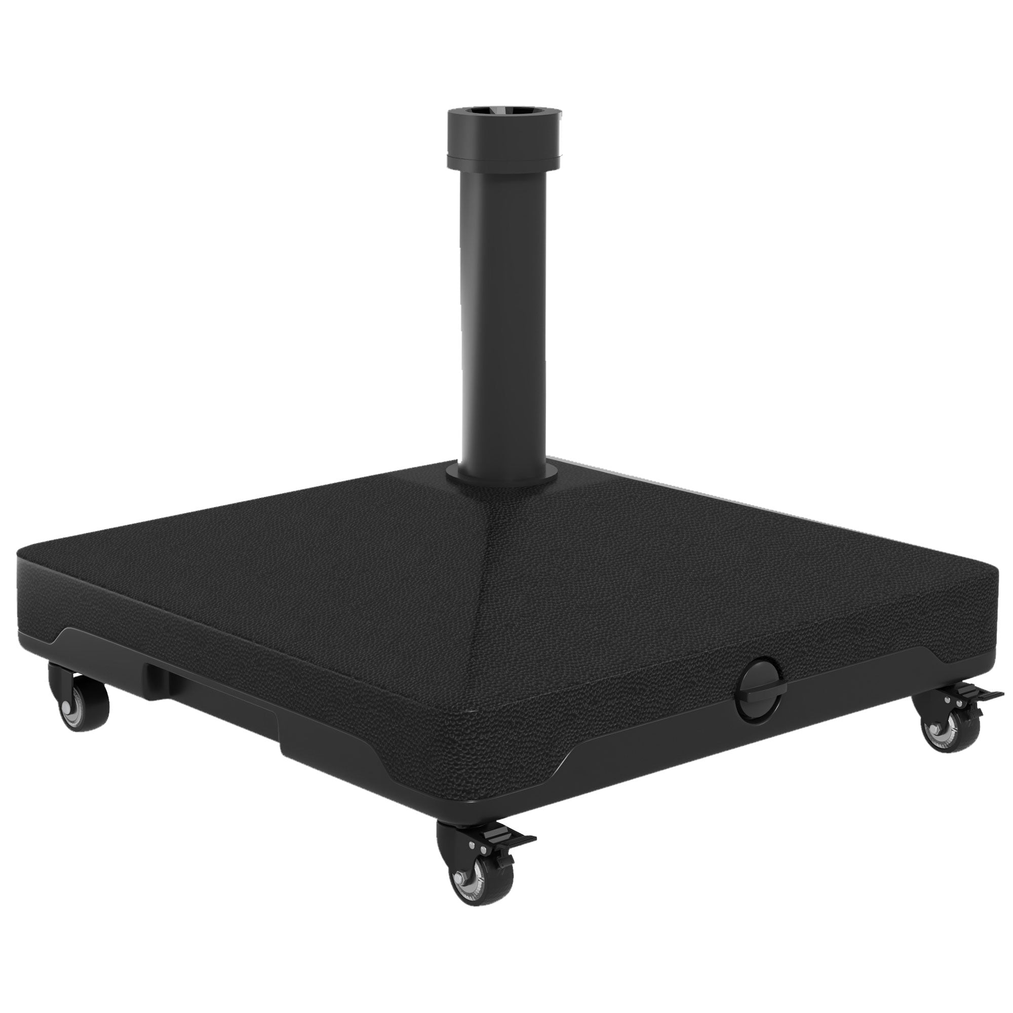 Outsunny Rolling Umbrella Base Stand: Mobile Fillable with Wheels for Patio Outdoor Steel Pole Black